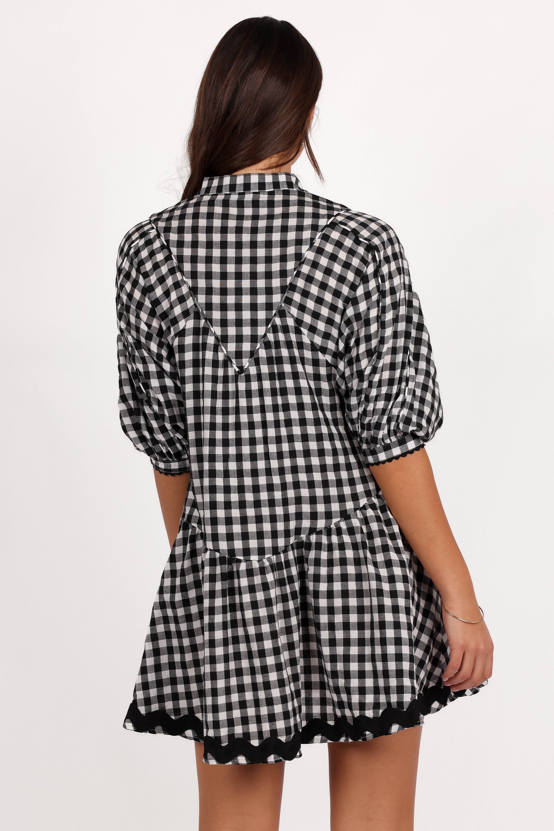Carolina Mini Dress - Black & White Gingham Checkered Summer Dress for Women | Casual & Party Wear | Perfect for Beach, Brunch, and Date Nights