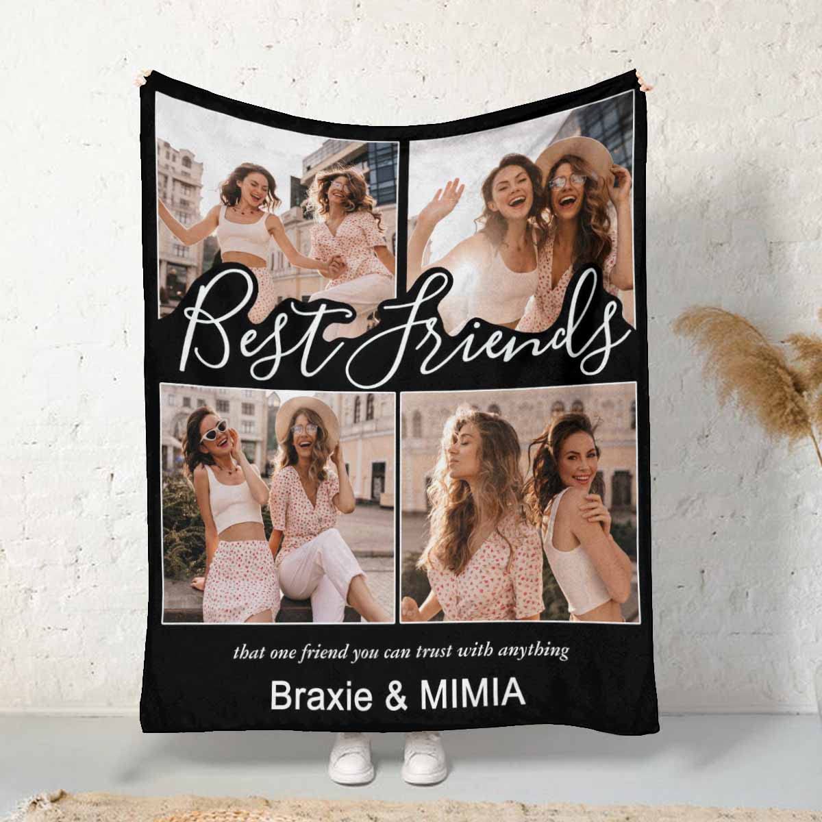 Personalized Best Friend Blanket - Custom BFF Throw Blanket 70x80 - Birthday & Christmas Gifts for Women, Teen Girls - Perfect for Cozy Nights, Movie Time & Friendship Celebrations
