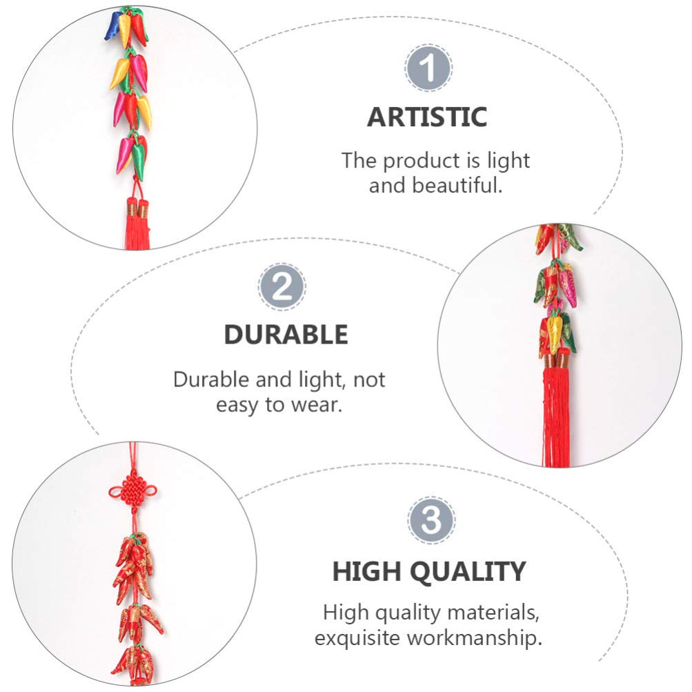 ABOOFAN Chinese New Year Chili Pepper Pendant - Festive Holiday Decorations for Home, Wedding, Car & Christmas - Traditional Red Knot Brocade Ornament for Lunar New Year Celebrations