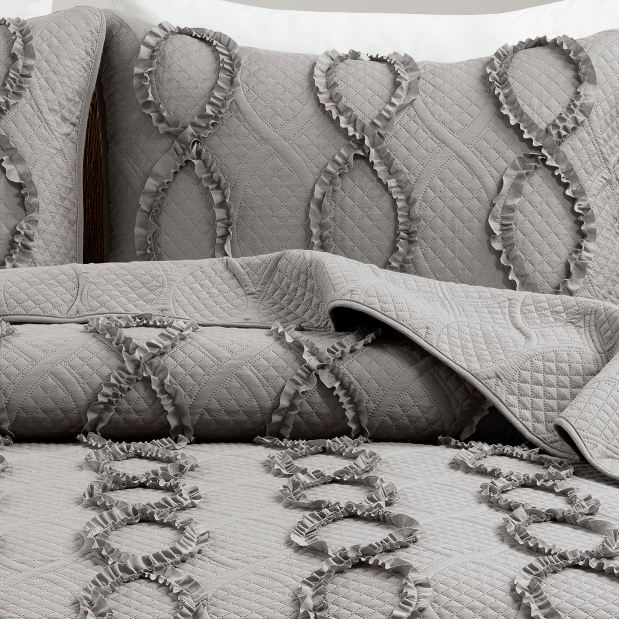 Avon Textured Ruffle Quilt 3-Piece Bedding Set - Soft & Stylish Comforter, Pillow Shams & Bed Skirt for Cozy Bedroom Decor
