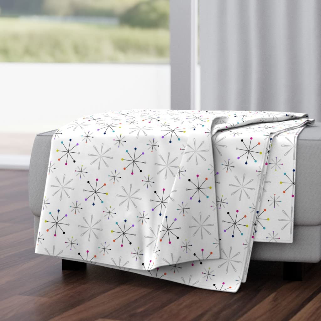 Soft Plush Minky Throw Blanket 50x70 Inches - Atomic Pins & Needles White Sewing Notions Design | Cozy Couch Blanket for Living Room, Bedroom & Gift