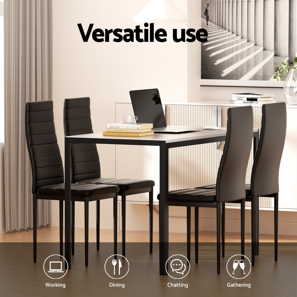 Artiss 5-Piece Dining Table Set with 4 Chairs - Modern Marble Effect Kitchen Table for Small Spaces | Perfect for Breakfast Nook, Apartment Dining, and Family Gatherings