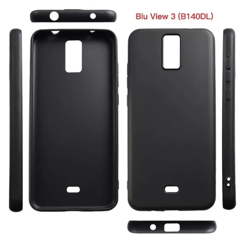 BLU View 3 (B140DL) Phone Case with Screen Protector - Flexible Gel Cover in Black for Shockproof Protection | Perfect for Everyday Use, Work & Outdoor Activities