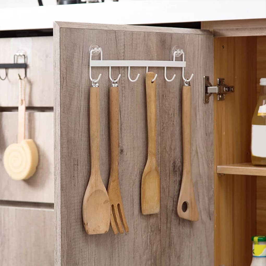 6 Hooks Wall Mount Coat Rack - Heavy Duty Entryway Organizer for Hats, Coats, Towels & Kitchen Utensils | Space Saving Door Hook Hanger for Bedroom, Bathroom & Closet (Black)