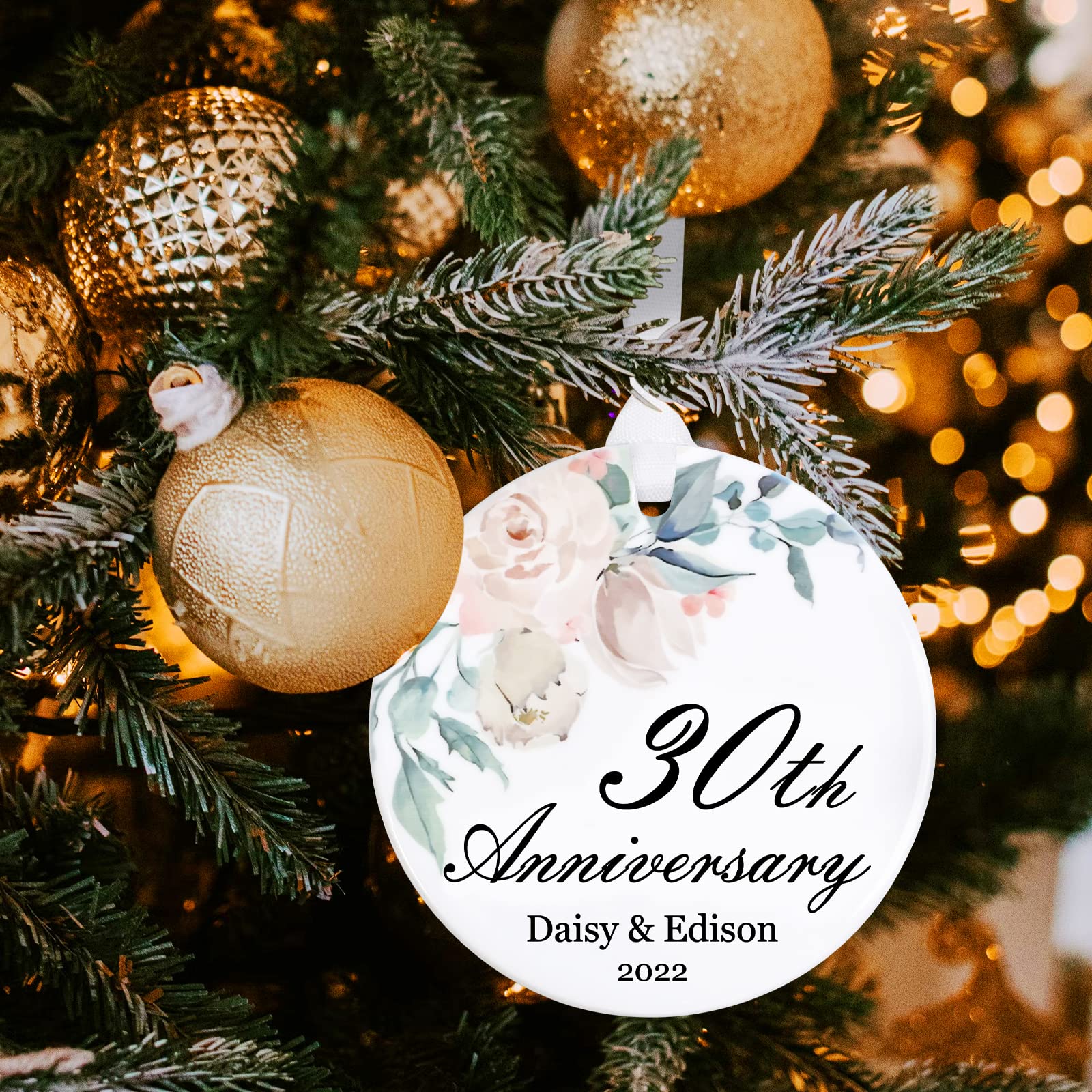 Custom Personalized Anniversary Wedding Christmas Ornaments - Engraved Years of Marriage Gift for Couples - Unique Christmas Tree Decor for Wedding, Christmas & Home Décor - Perfect for Anniversaries, Holidays & Special Occasions