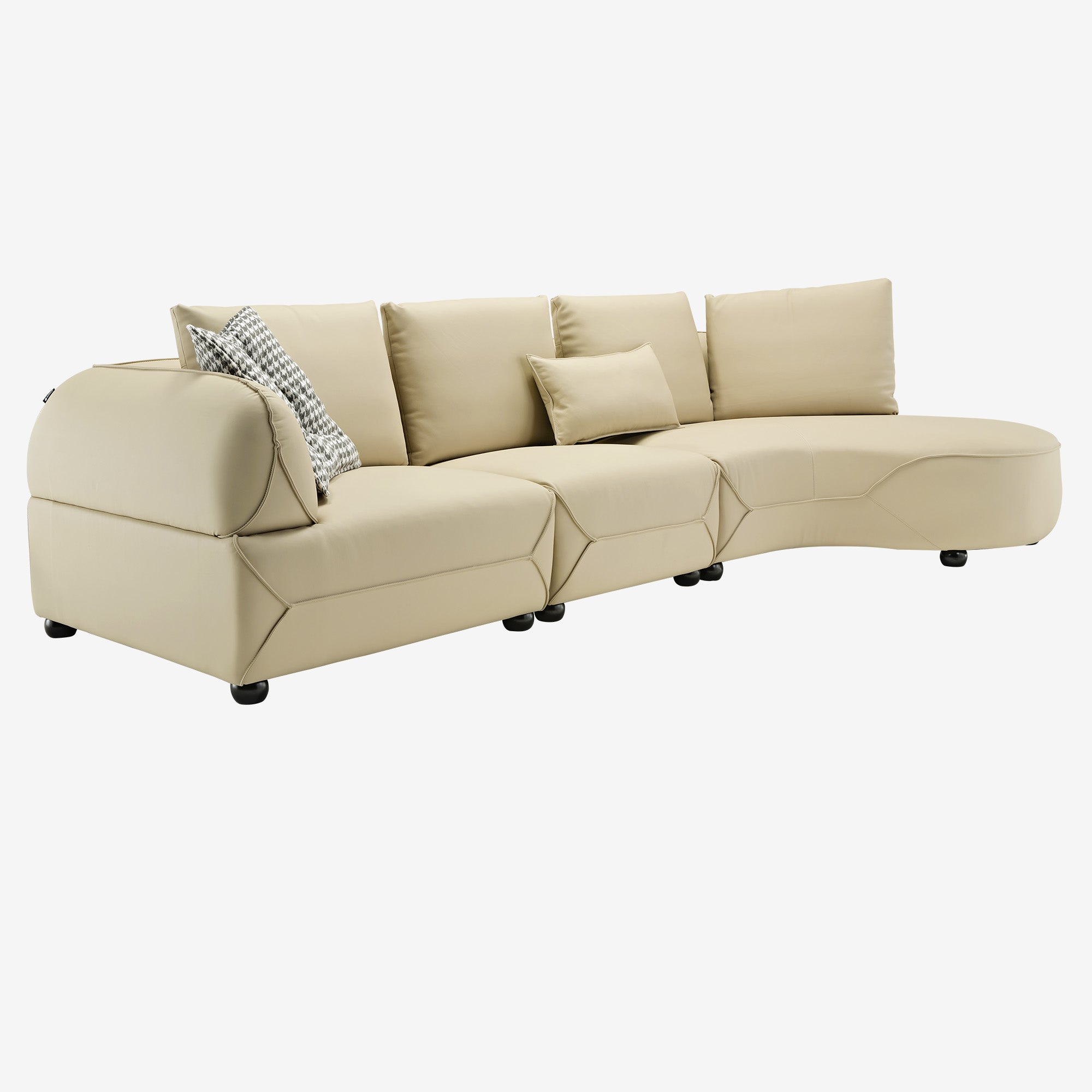 Leah Modern Curved Sectional Sofa - Comfortable L-Shaped Couch for Living Room, Lounge & Family Room - Soft Fabric Upholstery with Sturdy Wooden Frame - Perfect for Small Spaces & Apartments