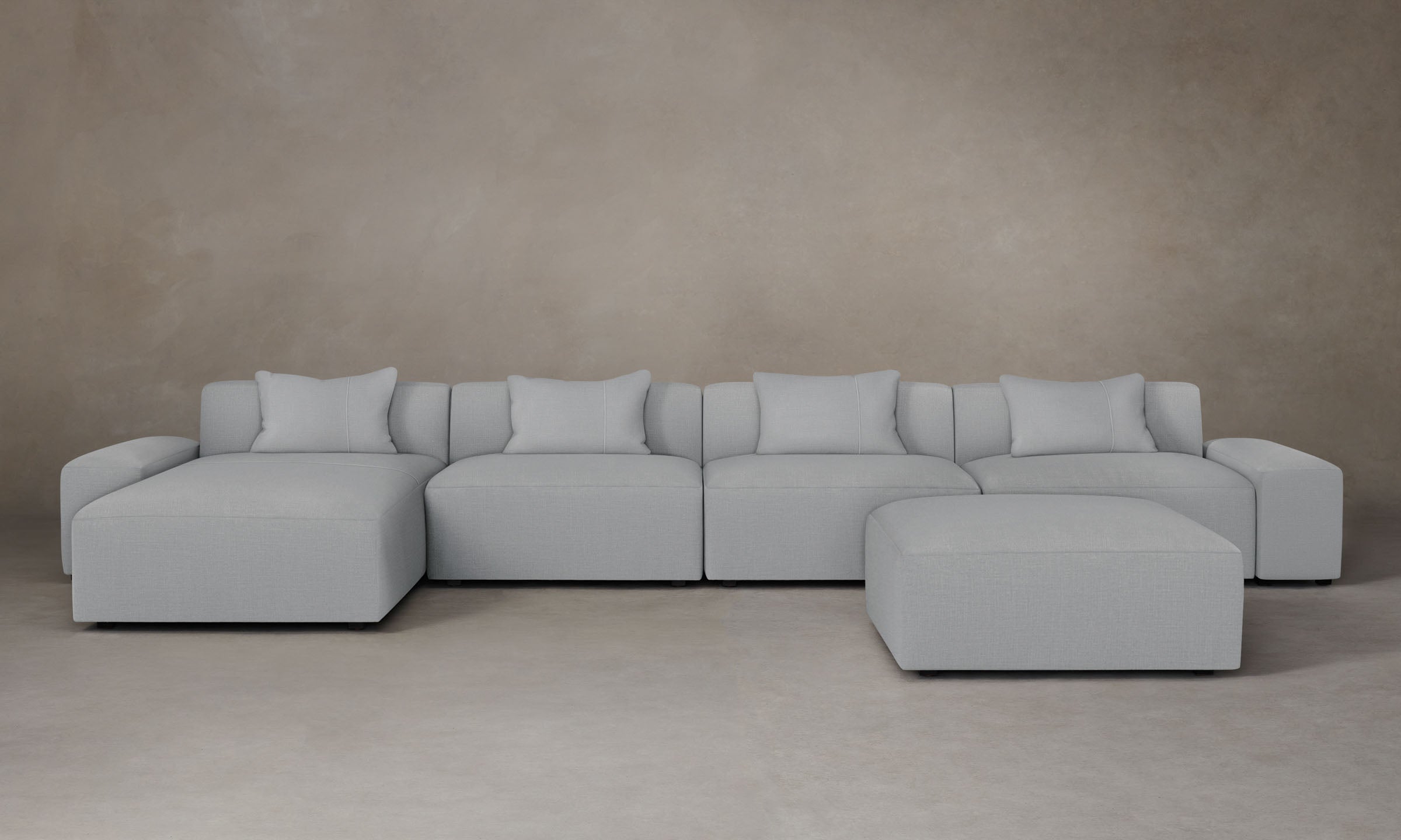 Breuer Modular Sectional Sofa - Performance Linen Weave Cloud Fabric - Perfect for Living Room, Lounge & Family Room Comfort