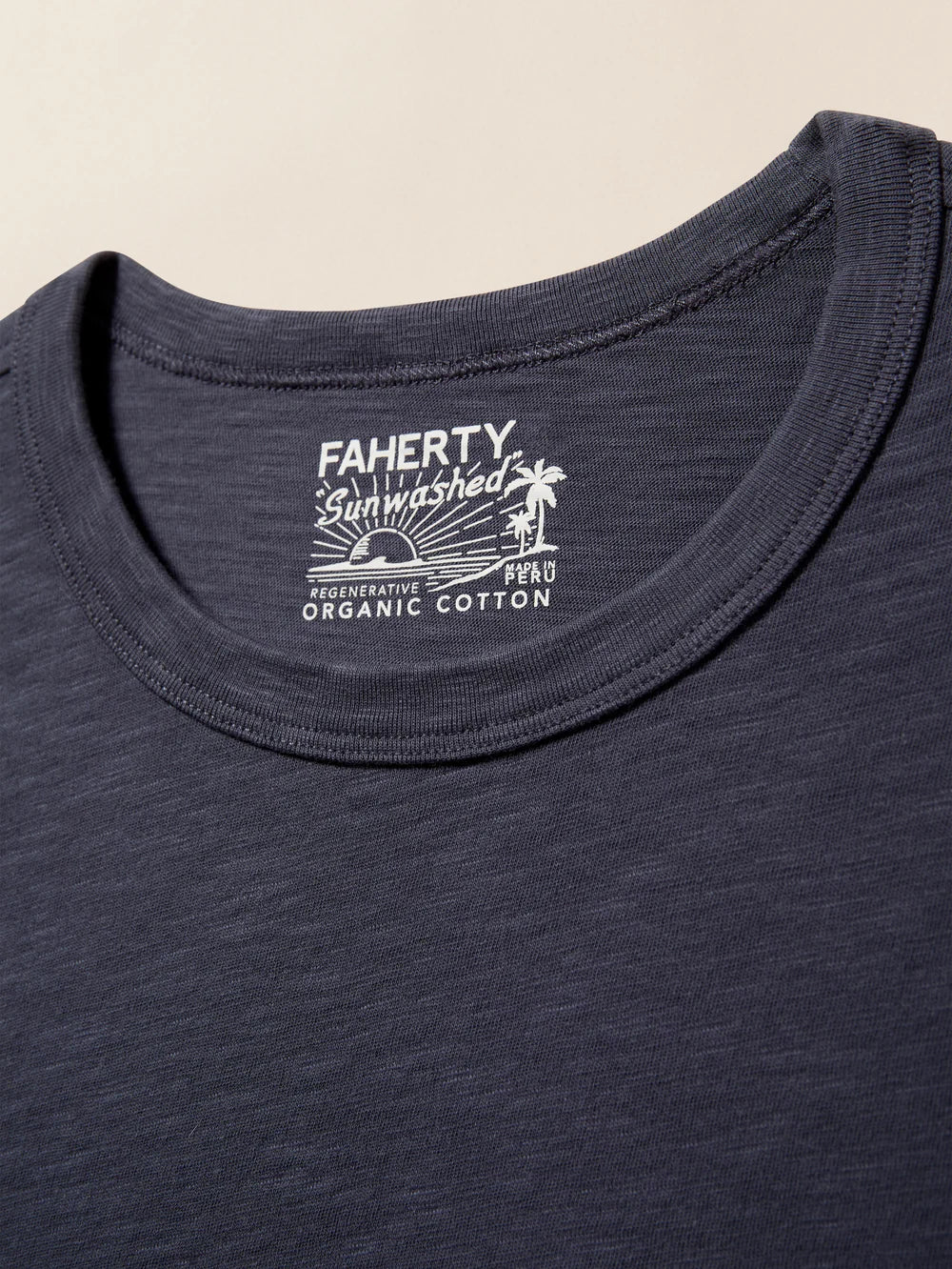 Faherty Sunwashed Long Sleeve T-Shirt for Men | Soft Cotton Casual Shirt in Dune Navy | Perfect for Beach, Travel & Everyday Wear