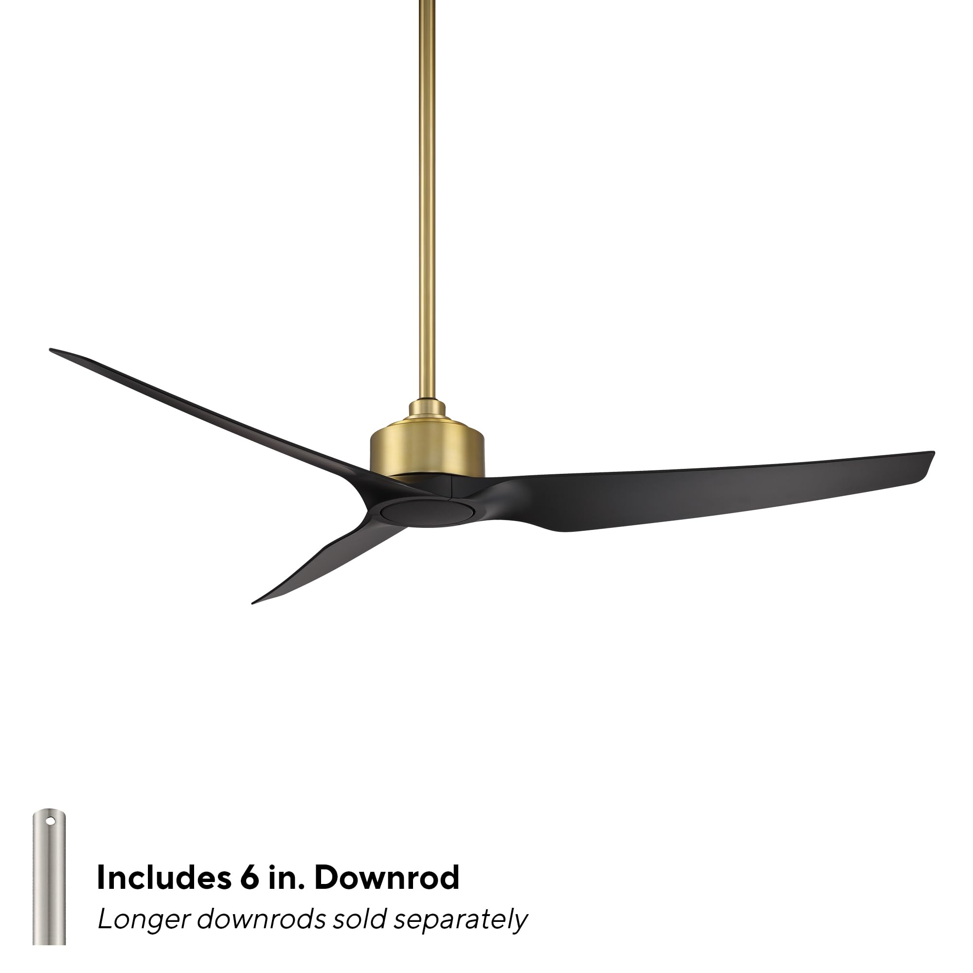 WAC Lighting Stella 60-Inch Smart Ceiling Fan with Remote - 3-Blade Indoor/Outdoor Fan in Soft Brass & Matte Black - Works with Alexa, iOS & Android - Perfect for Living Rooms, Bedrooms & Patios (No LED Light Kit)
