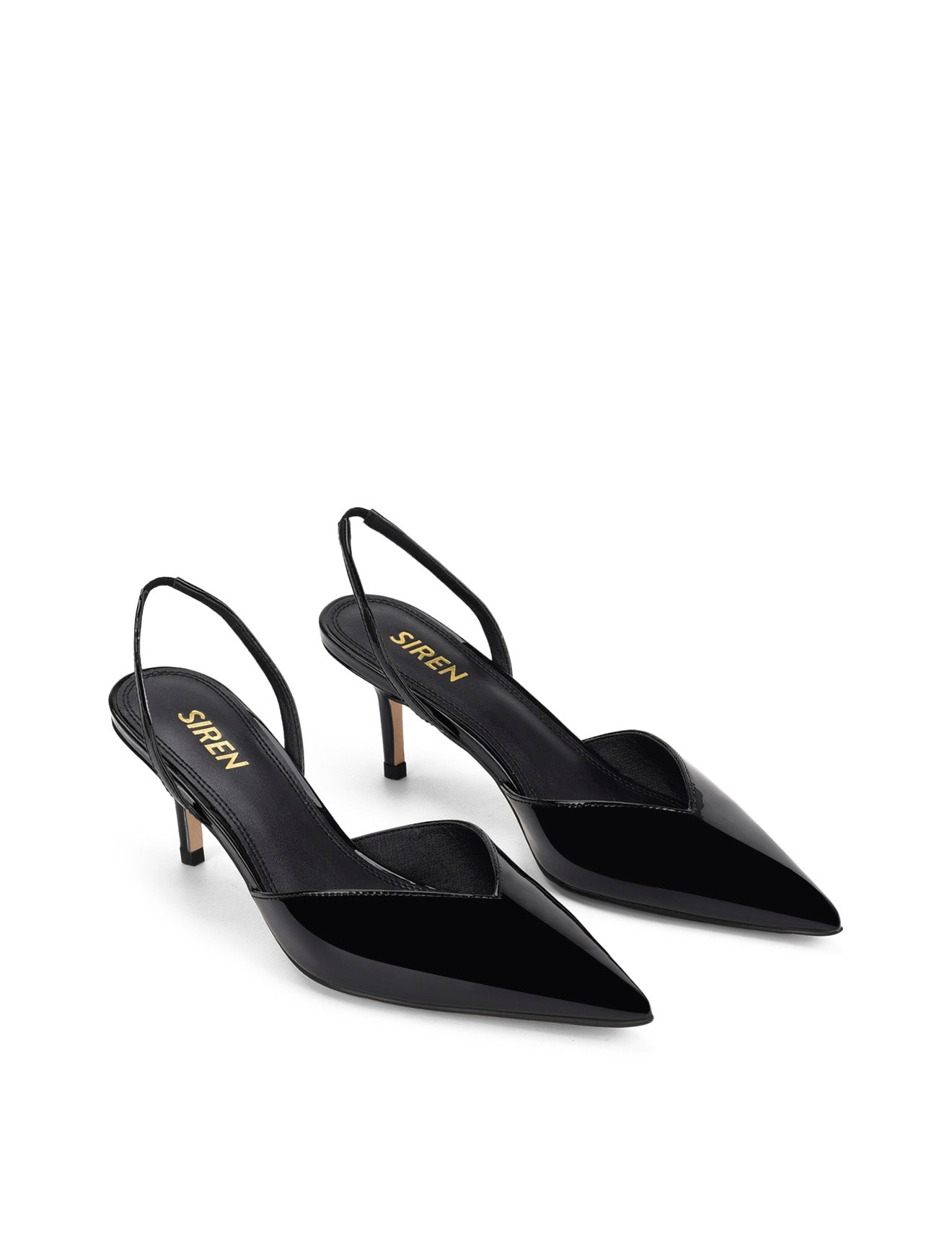 Yoco Slingback Kitten Heels - Black Patent Leather Women's Shoes | Comfortable Low Heel Pumps for Work, Office & Dressy Occasions