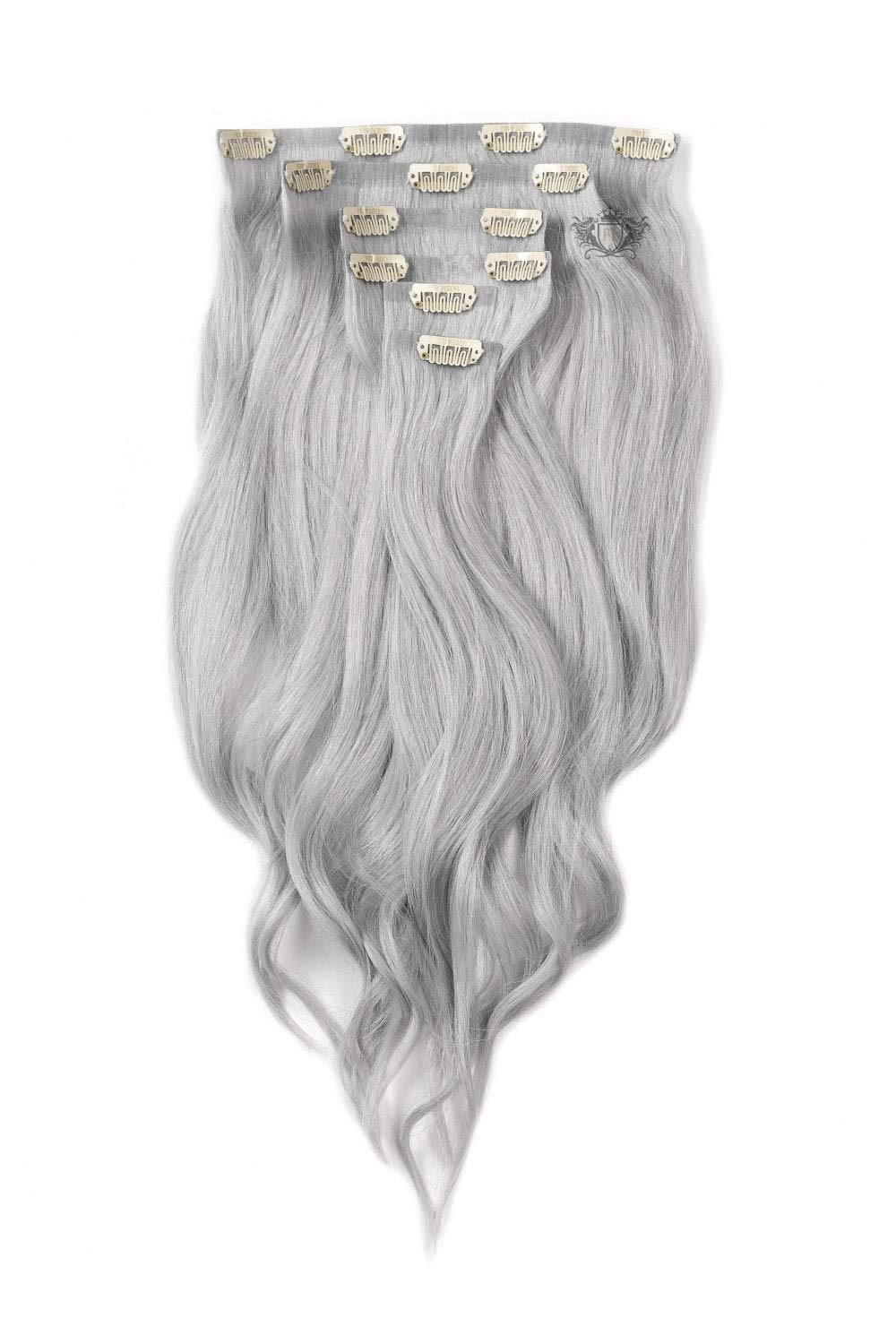 Silver Fox - 16 Inch Seamless Clip-In Human Hair Extensions 150g, 100% Remy Human Hair for Length & Volume, Perfect for Daily Styling, Parties & Special Occasions