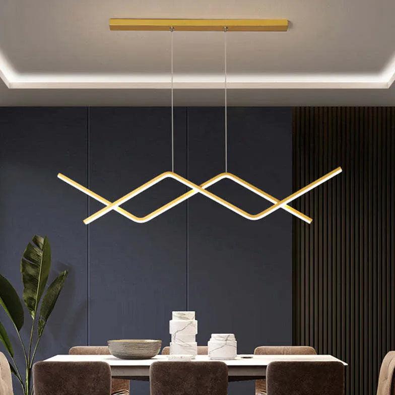 Modern Geometric Strips Pendant Light - Industrial Kitchen Island Lighting Fixture for Dining Room, Bar, Cafe & Restaurant Decor