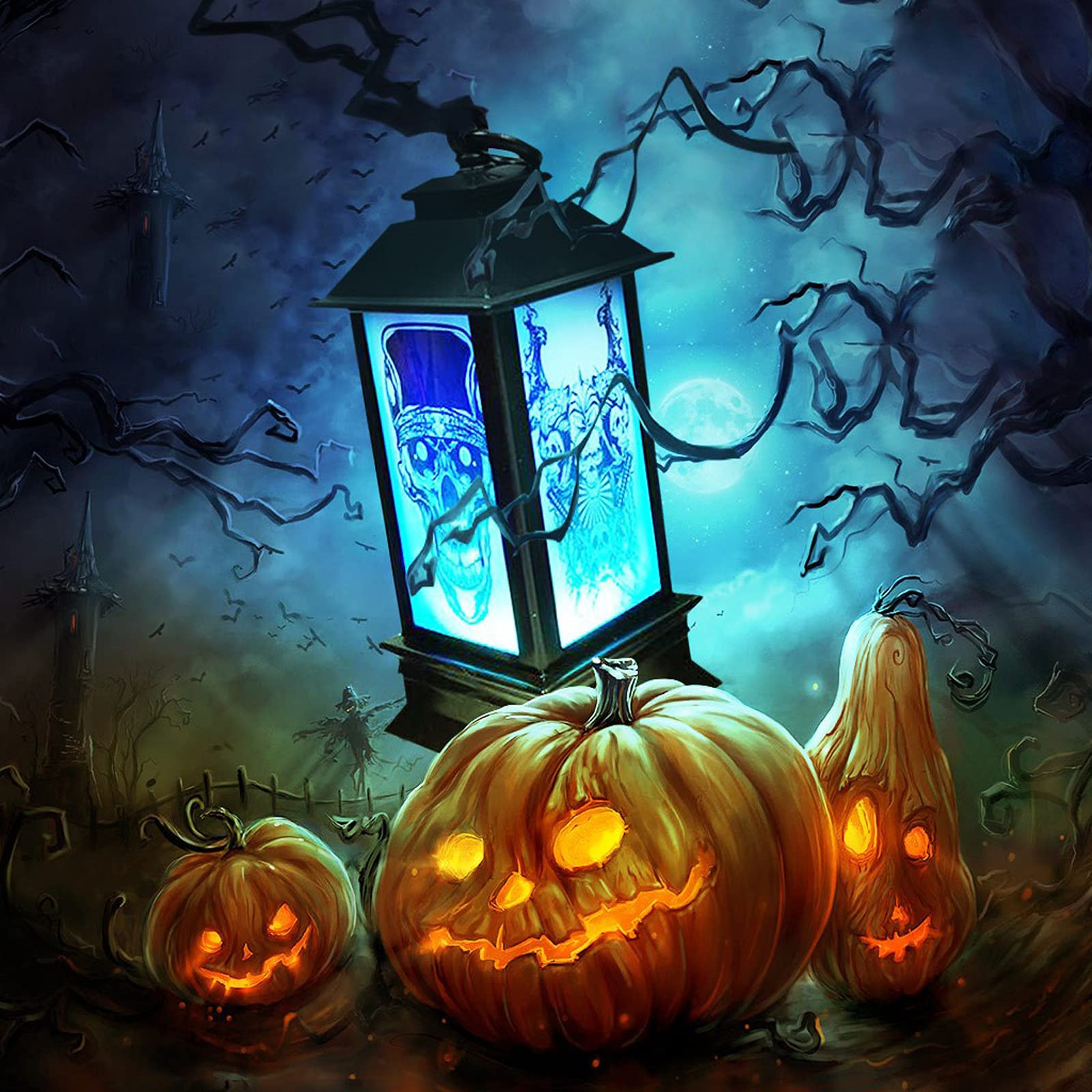 Halloween LED Lantern Lights - Vintage Skull Skeleton Night Light for Indoor Outdoor Decor, Home Party, Porch & Bar Atmosphere Lighting | Perfect for Halloween Decorations, Spooky Themed Events & Gothic Home Accents