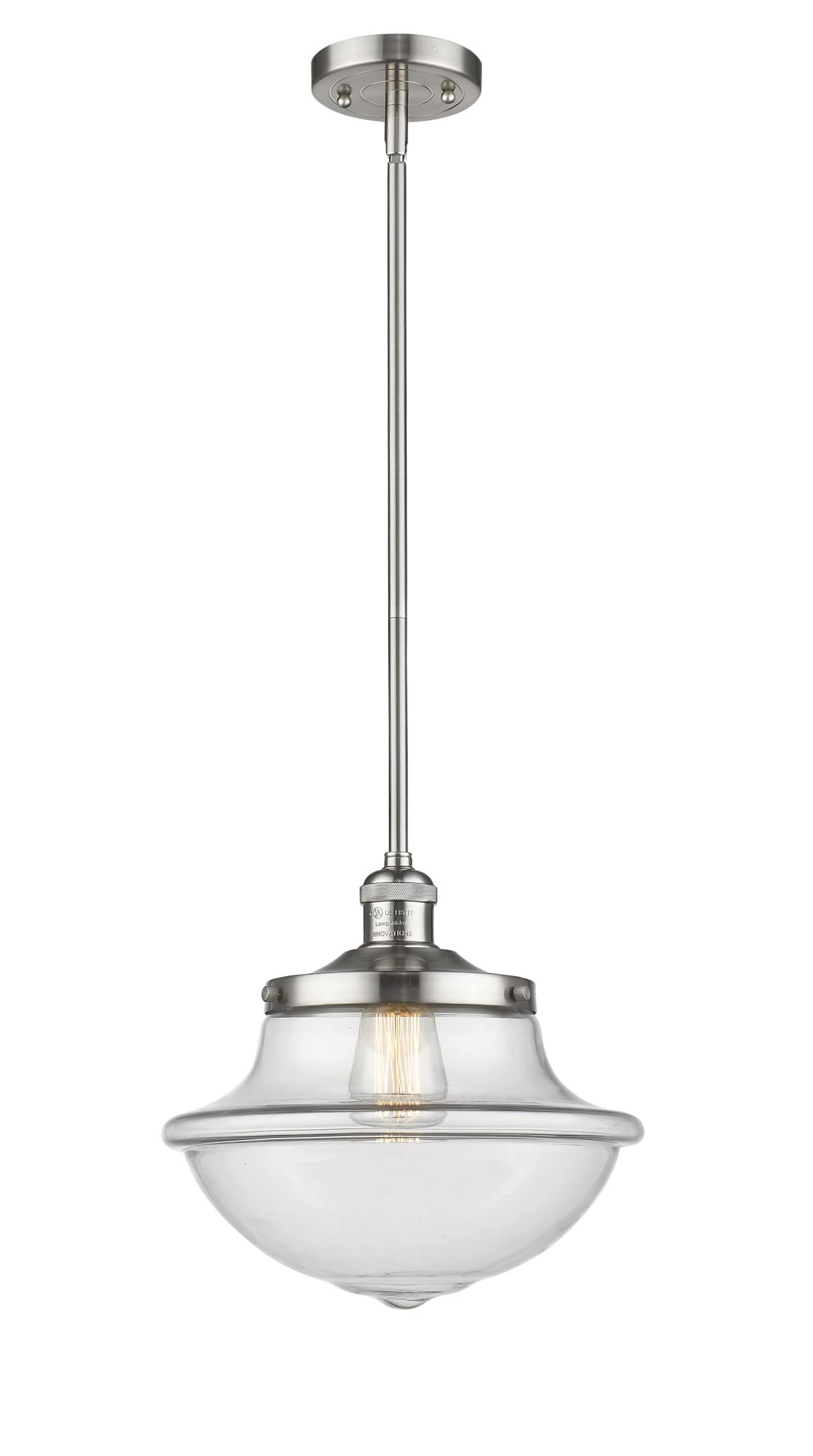 Oxford School House Collection 201S-SN-G542W Modern One Light Pendant - Elegant Lighting Fixture for Kitchen Island, Dining Room, or Entryway
