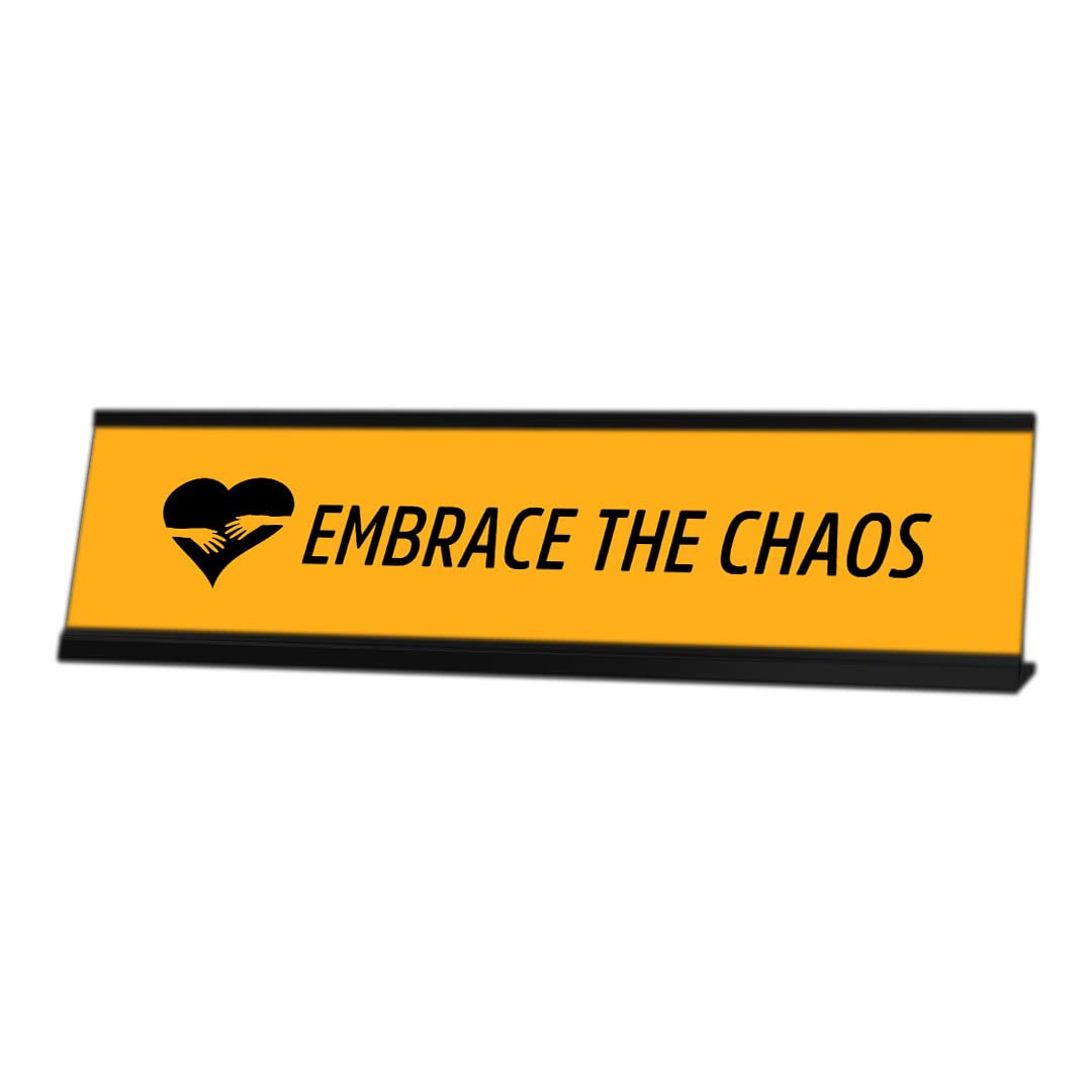 Yellow and Black Frame Desk Sign (2 x 8 Inches) - Motivational Office Decor for Workstations, Home Offices & Gifts - Perfect for Inspiring Productivity and Organization