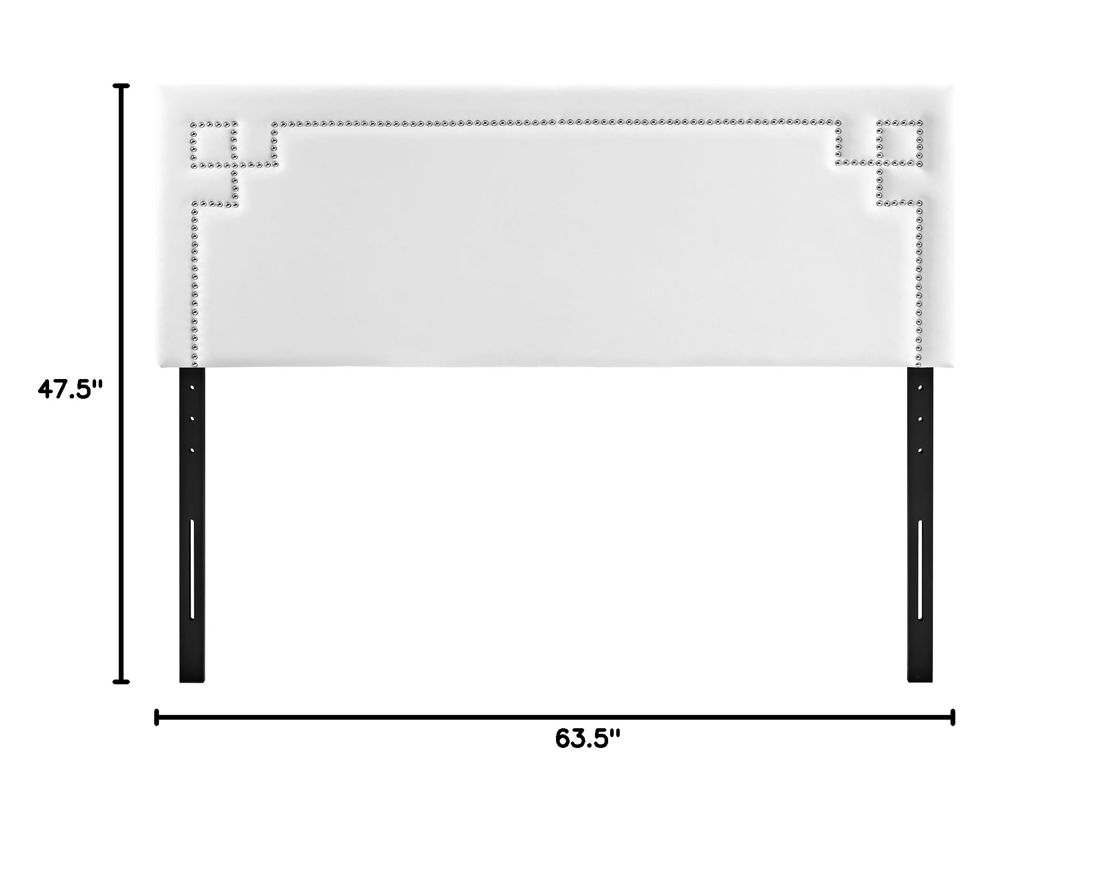 Modway Josie White Faux Leather Upholstered Queen Size Headboard with Nailhead Trim - Elegant Bedroom Decor for Modern Master or Guest Room