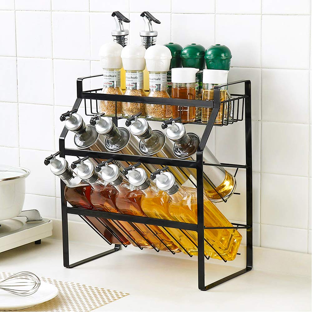 Tomorotec 3-Tier Compact Kitchen Spice Organizer Shelf - Space Saving Spice Rack for Counter & Cabinet Storage - Perfect for Pantry, Bathroom, Office & Small Space Organization