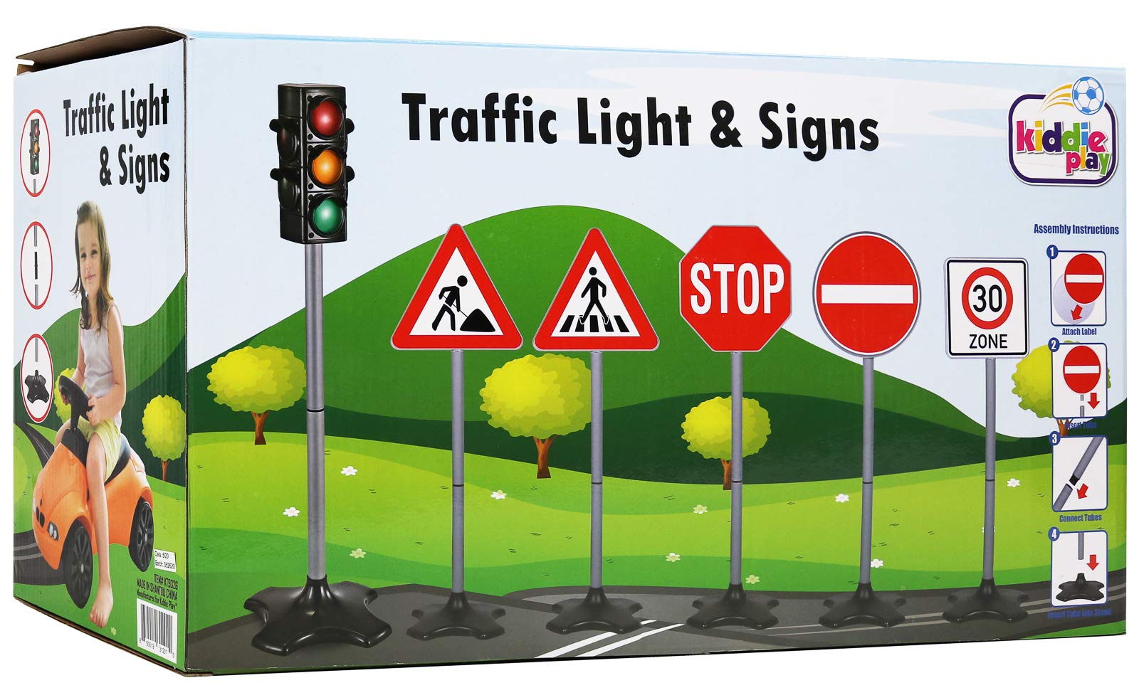 Kids Traffic Light Toy Set with 5 Street Signs - Educational Pretend Play for Toddlers & Children - Perfect for Indoor/Outdoor Playtime, Road Safety Learning & Role-Playing Games