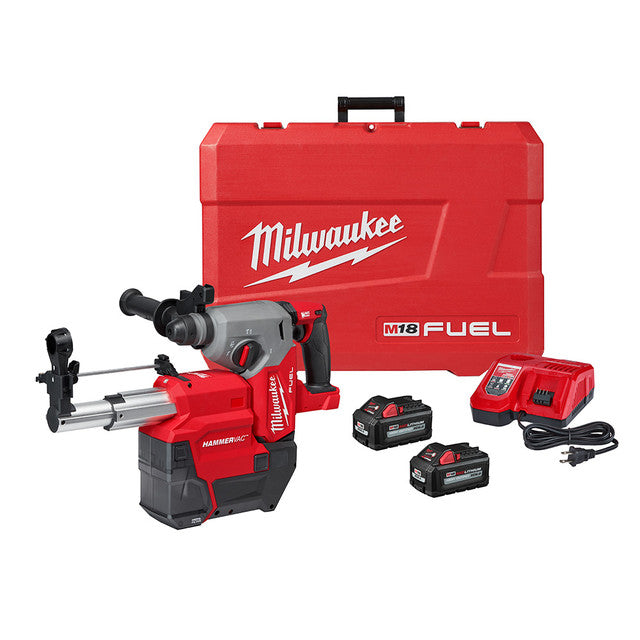 Milwaukee 2912-22DE M18 FUEL™ 1 Inch SDS Plus Rotary Hammer Drill with Dust Extractor Kit - Perfect for Concrete Drilling, Demolition & Construction Projects