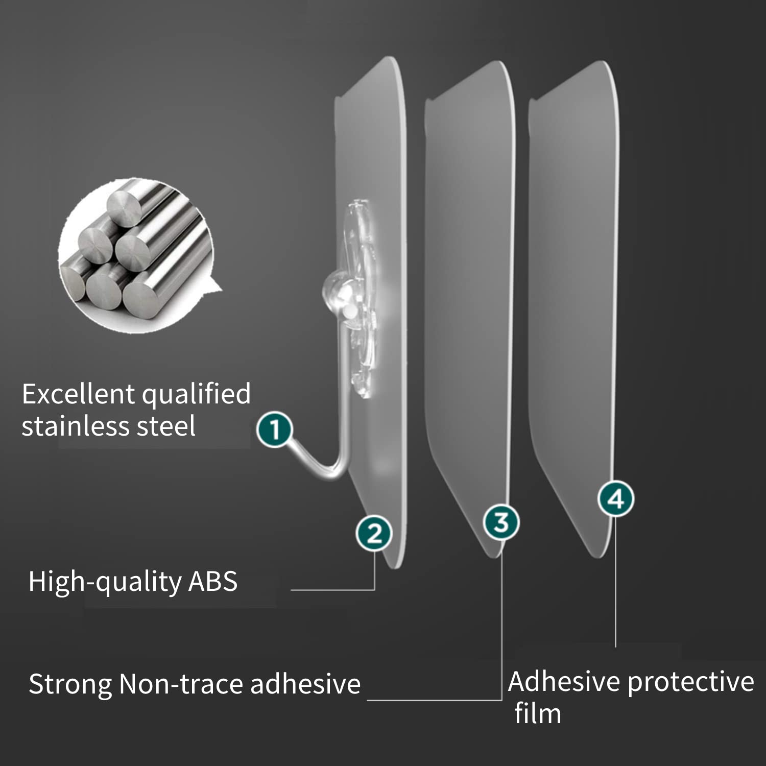 22lbs Max Adhesive Hooks - 24 Pack Transparent Reusable Wall Hanging Hooks for Bathroom & Kitchen - Strong Seamless Hanging Solution for Towels, Robes, Utensils & Home Organization