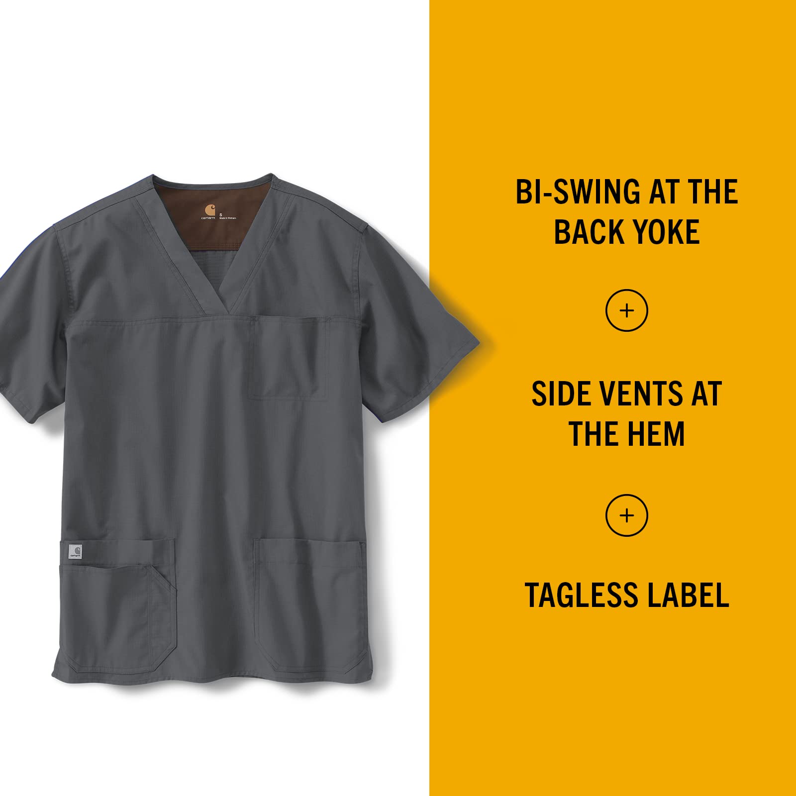 Carhartt Men's Ripstop Multi-Pocket Scrub Top - Durable Work Shirt for Medical Professionals, Nurses & Healthcare Workers - Perfect for Hospitals, Clinics & Long Shifts