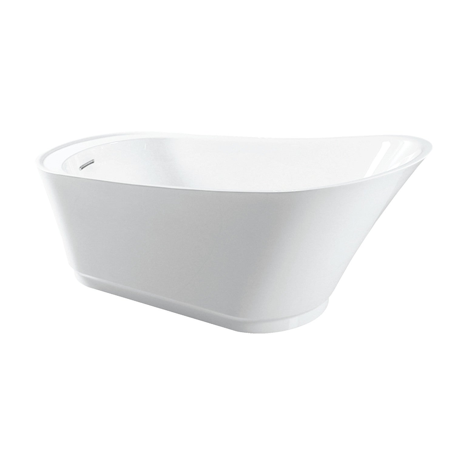 60 Inch Acrylic Oval Freestanding Bathtub - Glossy White Standalone Soaking Tub with Drain | Modern Bathroom Upgrade for Spa-Like Relaxation