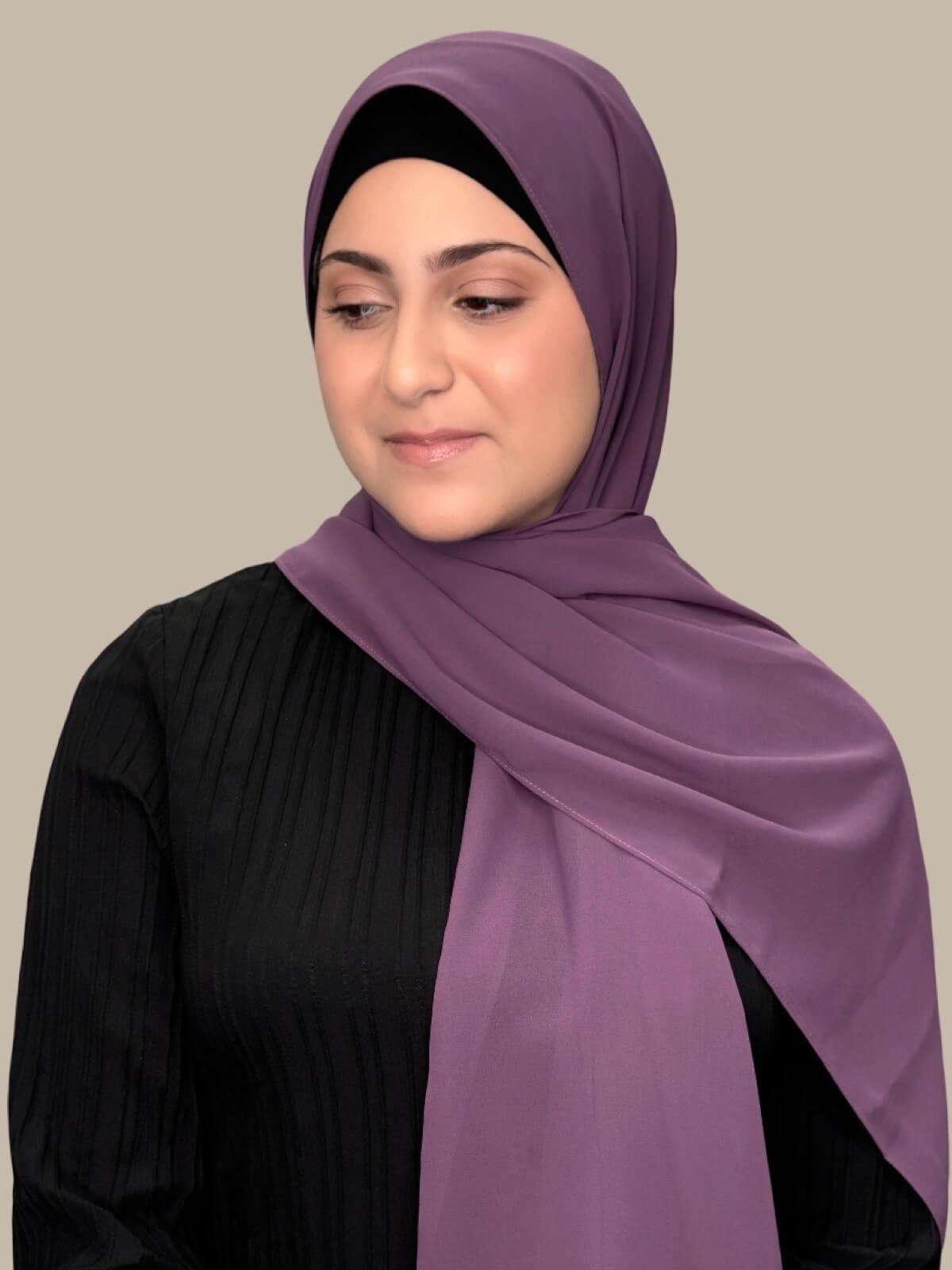 Luxury Chiffon Hijab Scarf for Women - Soft Mauve Taupe Modish Head Cover - Perfect for Daily Wear, Prayer, and Special Occasions
