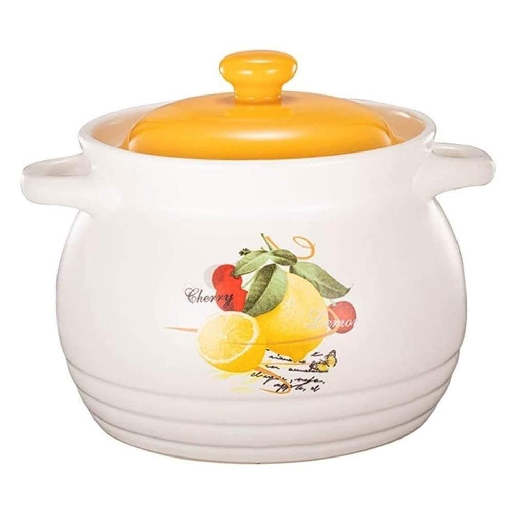 Premium 3.5L Ceramic Clay Casserole Pot with Lid - Dual Handles Round Earthenware Cooking Pot for Baking, Braising & Slow Cooking - Perfect for Soups, Stews, Roasts & Oven-to-Table Serving