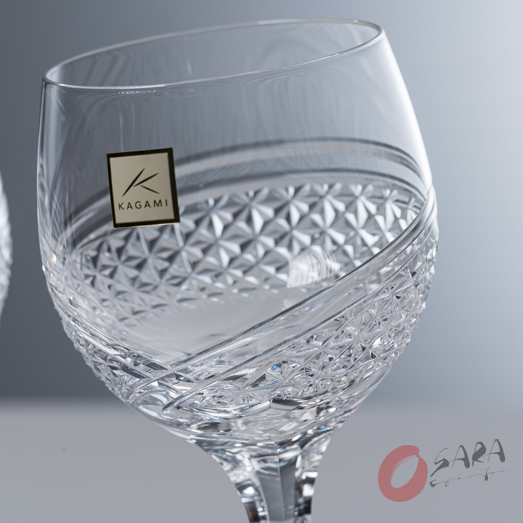 Premium KAGAMI Crystal Japanese Handmade Wine Glasses Set - 250ml (8.5oz) Elegant Stemware for Red Wine, White Wine & Champagne - Perfect for Dinner Parties, Weddings & Romantic Date Nights