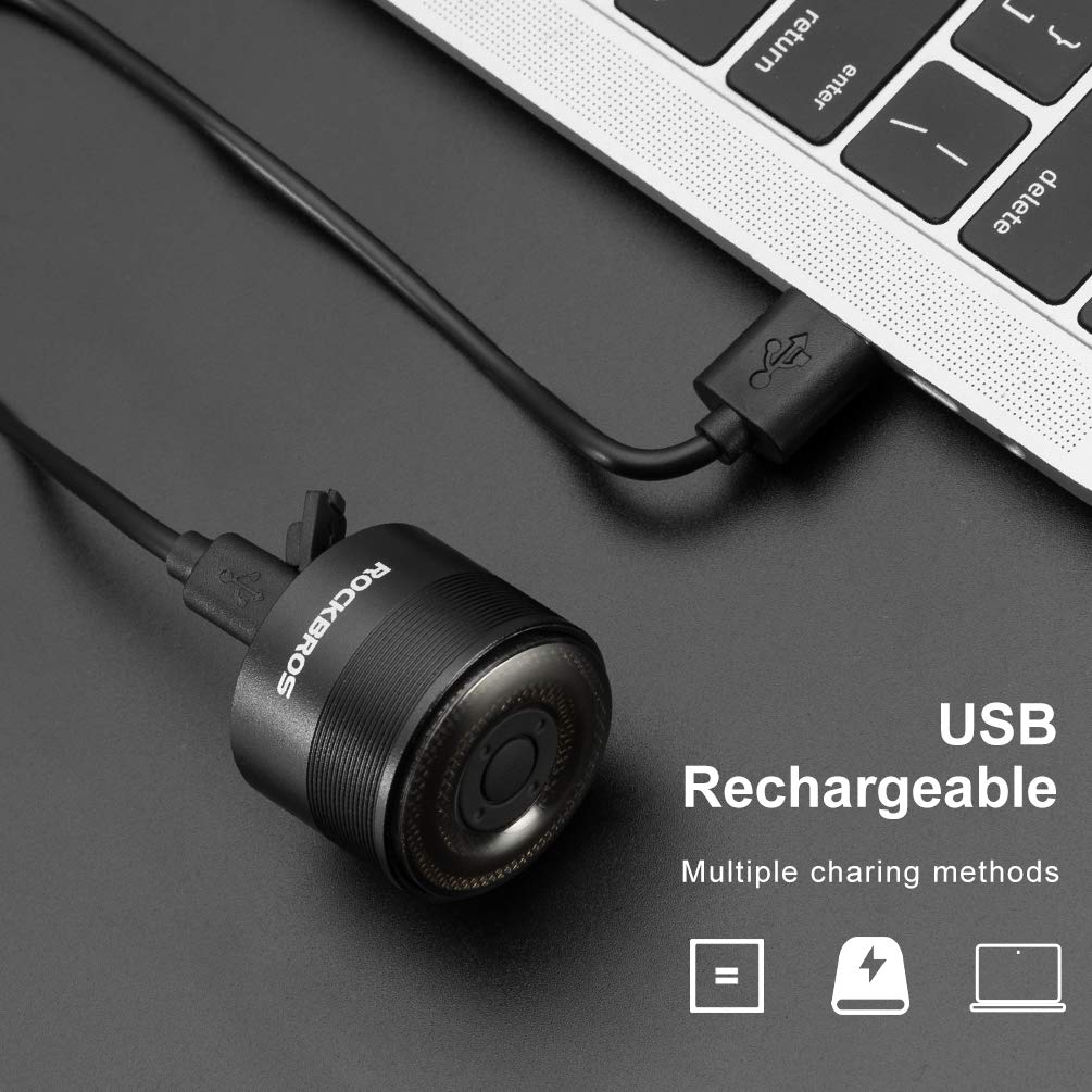 ROCKBROS Rechargeable Waterproof Bike Tail Light - High Visibility Rear Bicycle Light for Night Cycling, Commuting & Road Safety | USB Charging LED Bike Taillight for Mountain, Road & City Bikes