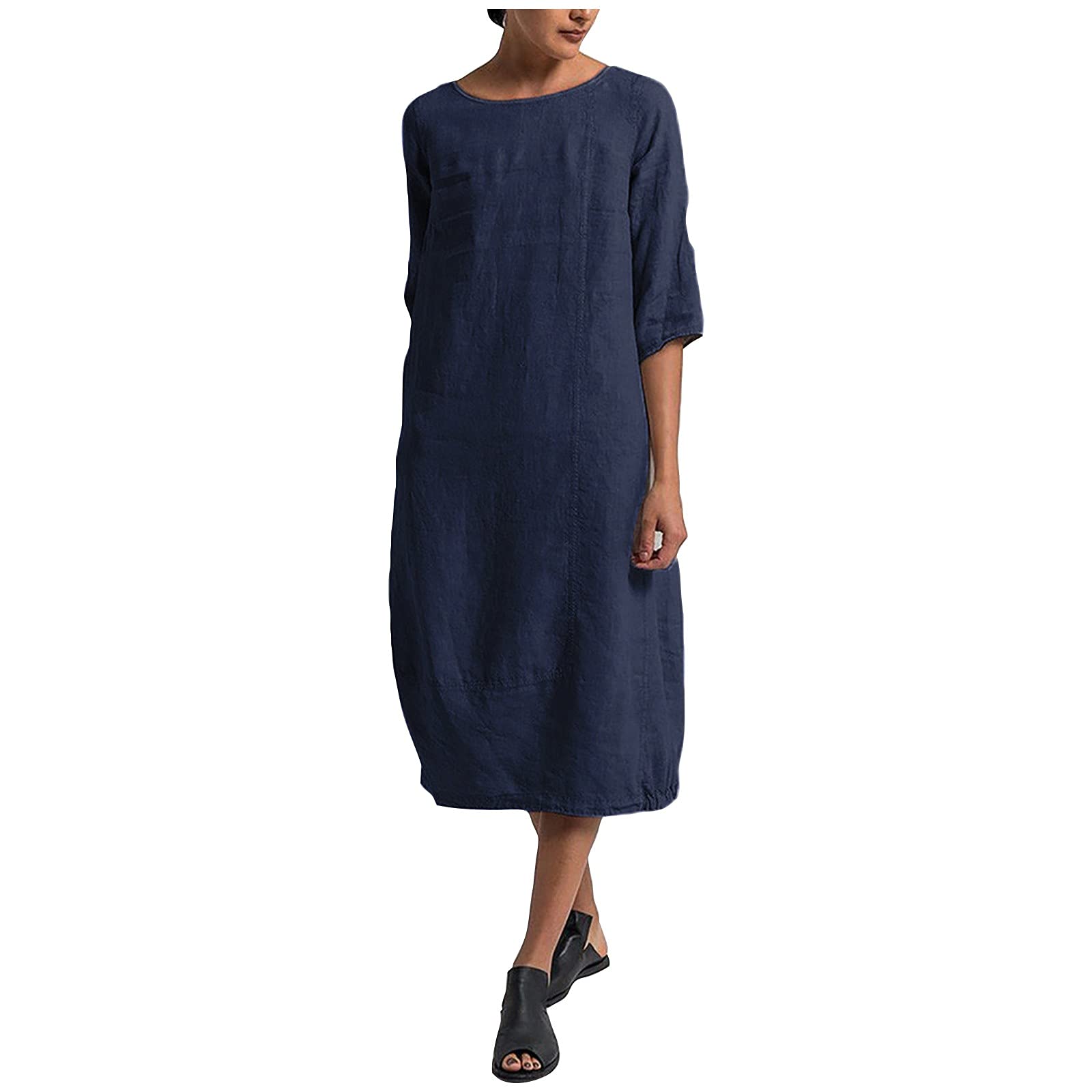 2022 Women's Summer Dresses - Cotton T-Shirt Casual Dress, Plus Size Linen Solid Color Y2K Fashion | Perfect for Beach, Vacation & Everyday Wear
