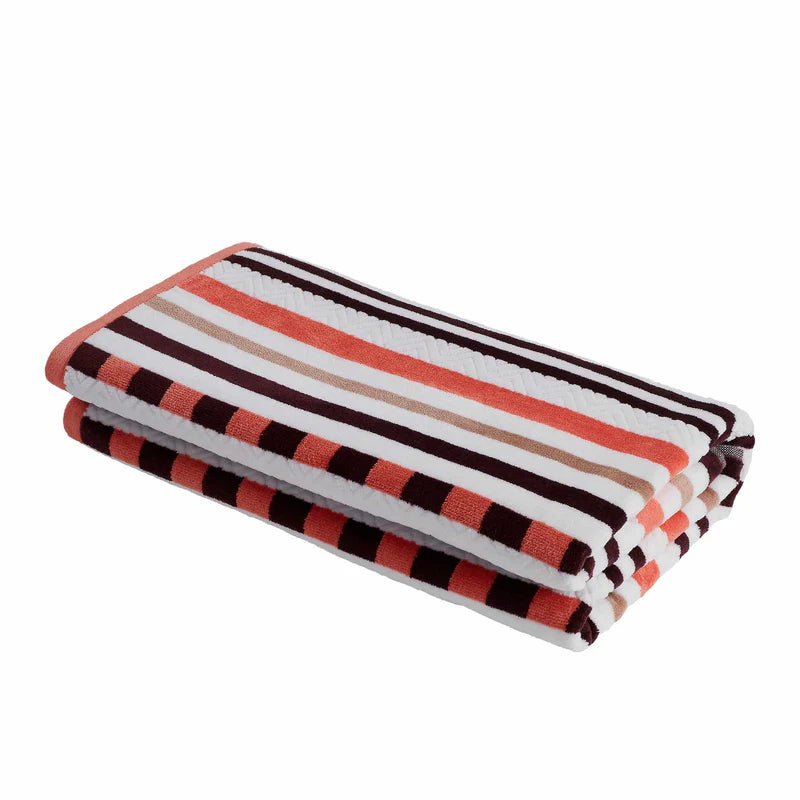 Striped Cotton Oversized 2-Piece Beach Towel Set - Soft, Absorbent & Quick-Drying for Pool, Beach, Yoga & Gym Use