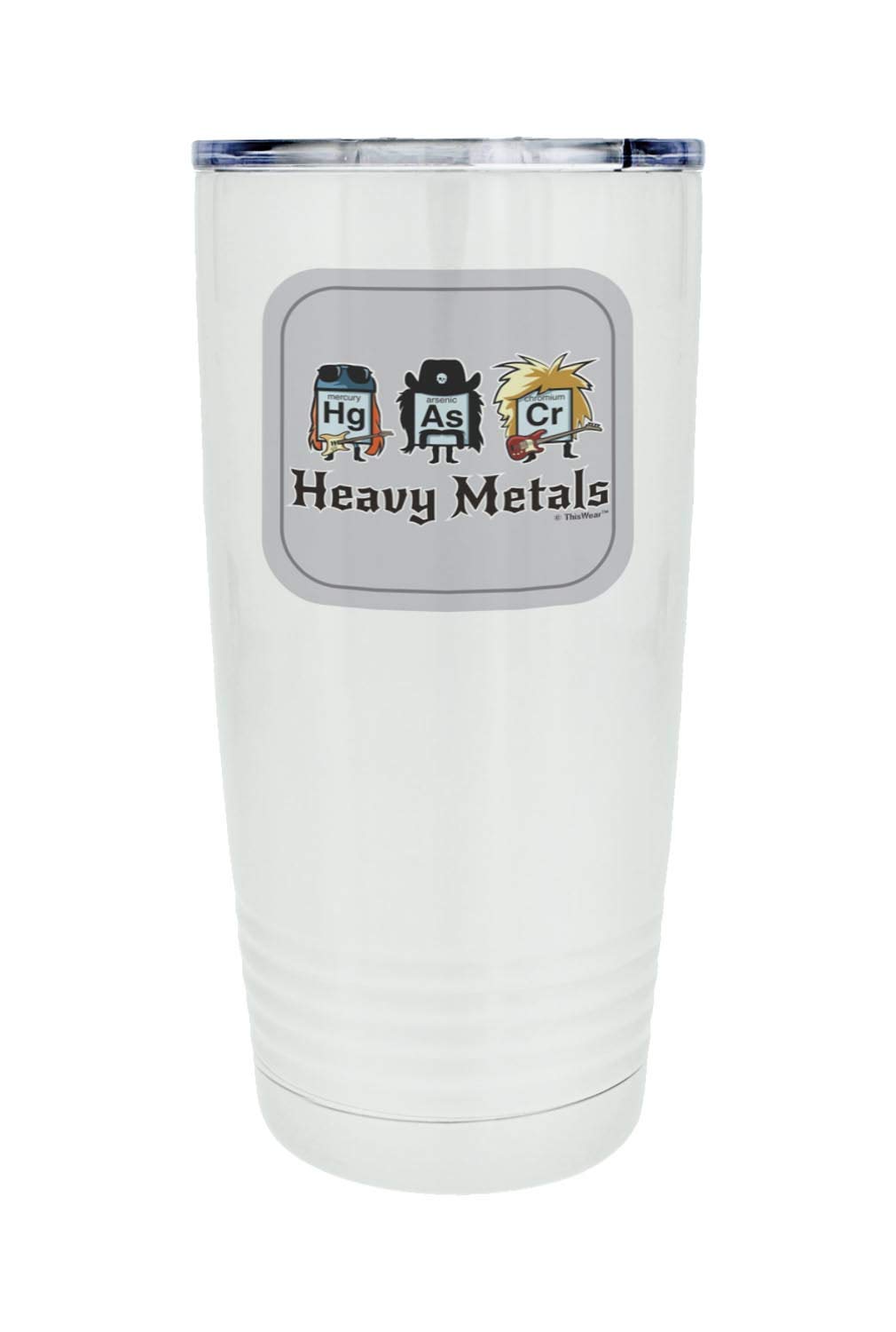 20oz Stainless Steel Insulated Travel Mug with Lid - Heavy Metal Free (Hg, As, Cr) for Music Lovers - Perfect for Commuting, Camping & Outdoor Adventures - White