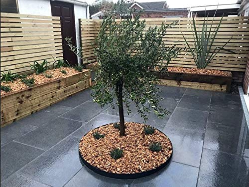 5-Piece 5-Foot Diameter Slate Powder-Coated Tree Rings for Landscaping, Garden Decor, and Outdoor Plant Displays