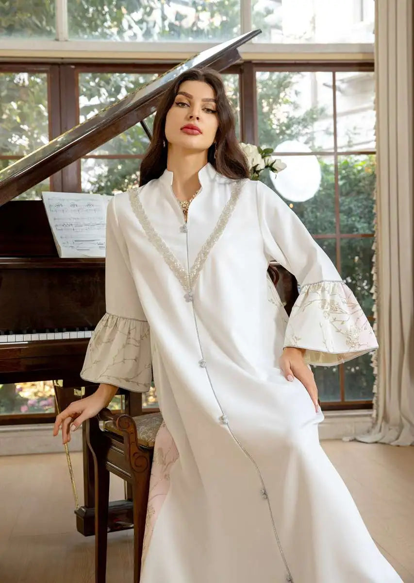 Elegant Gradient Jacquard Eid Dress for Muslim Women - Stylish Caftan Kaftan Dress for Eid Celebrations, Parties & Special Occasions