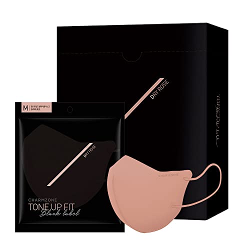 Premium 4-Ply Protective Fashion Face Mask - Charmzone Tone Up Fit Black Label (25 Pack, Medium, Rose) | Korean Made, Breathable & Comfortable for Daily Use, Travel, and Outdoor Activities