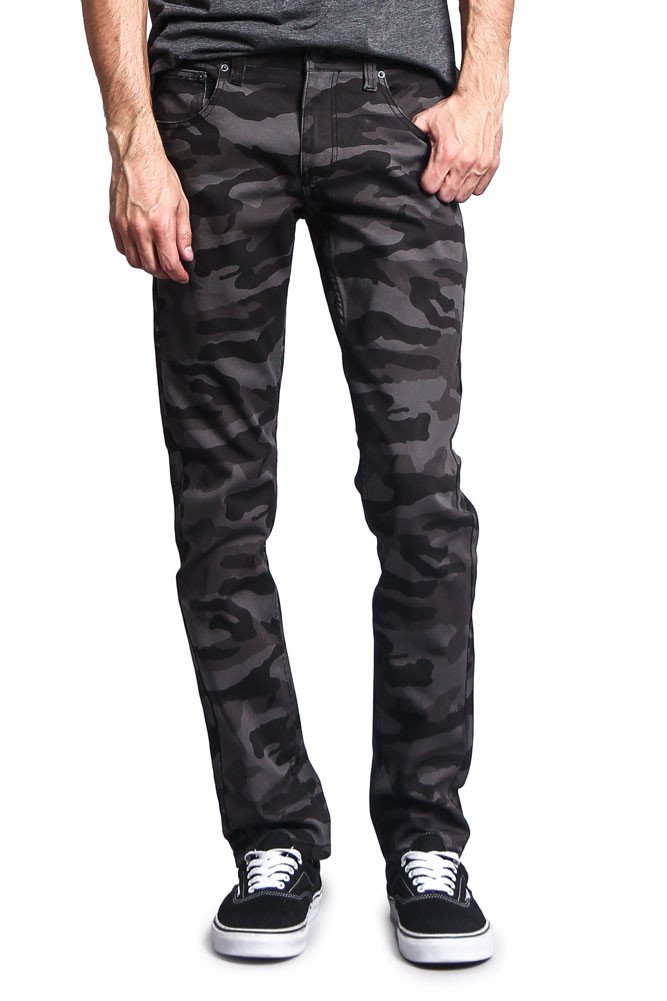 Men's Camouflage Skinny Fit Jeans - Stretch Denim Pants for Casual Wear & Outdoor Adventures | Trendy Slim Fit Camo Pants for Hunting, Hiking, and Street Style