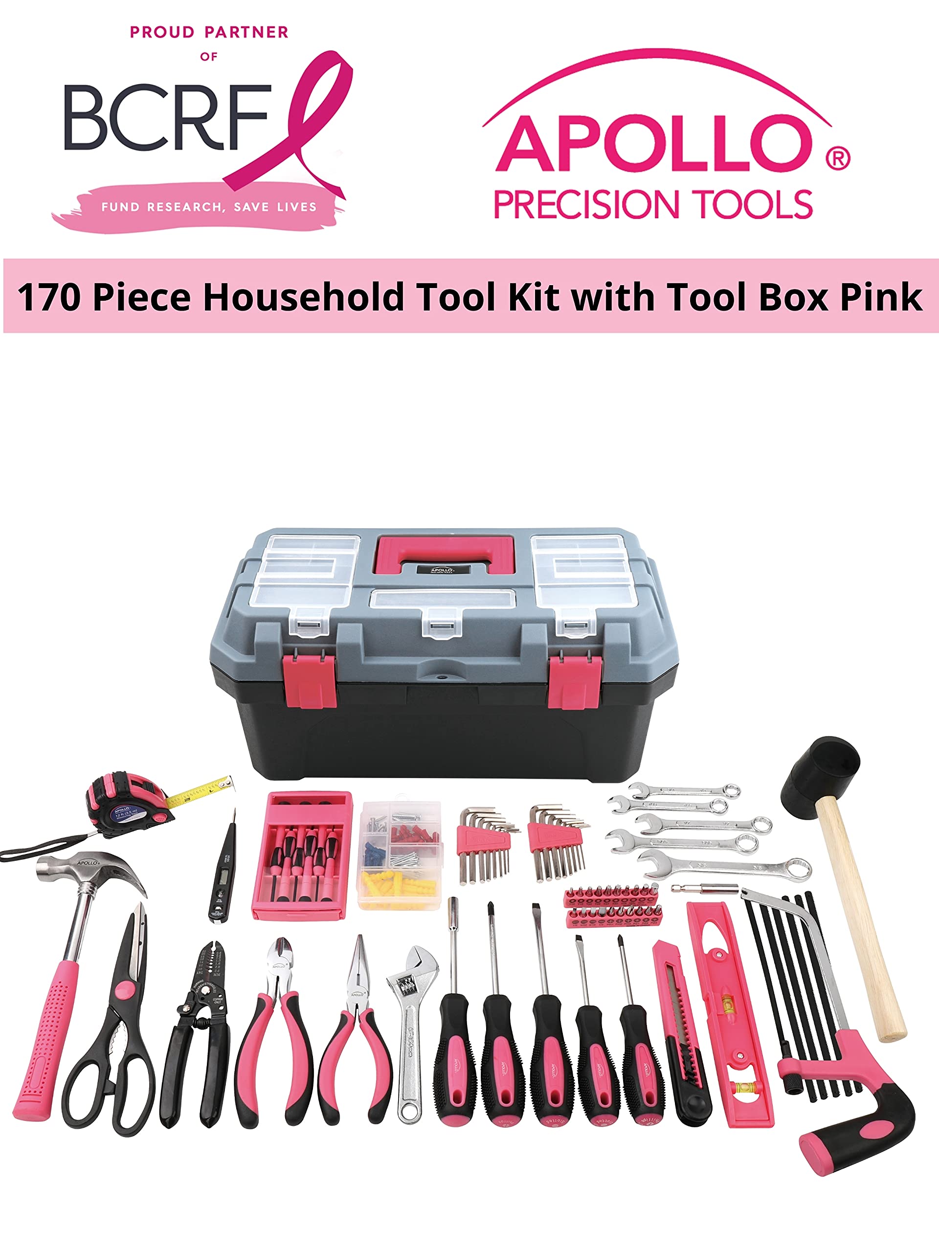 Apollo 170-Piece Tool Kit for DIY & Repairs - Home, Office, Garage Use