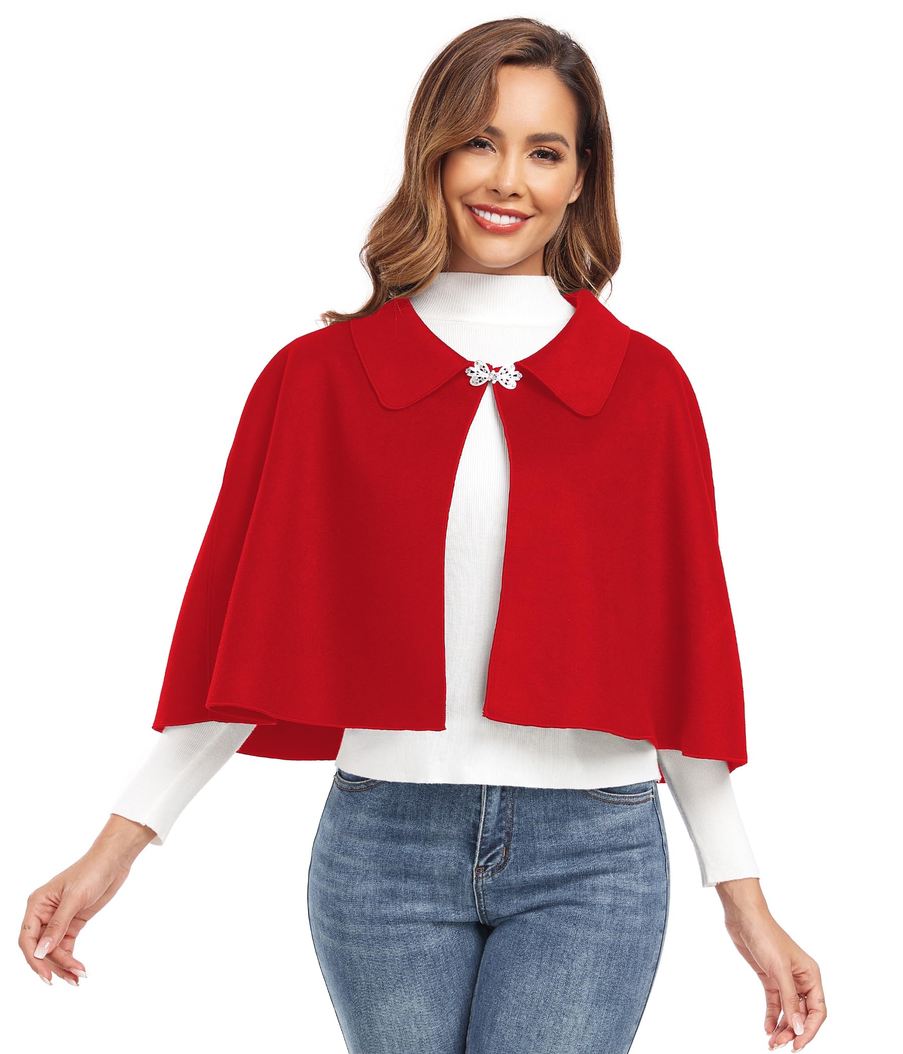 Women's Warm Capelet Shawl - Soft Winter Poncho Cloak for Fall & Winter - Cozy Cover Up for Parties, Weddings & Outdoor Activities