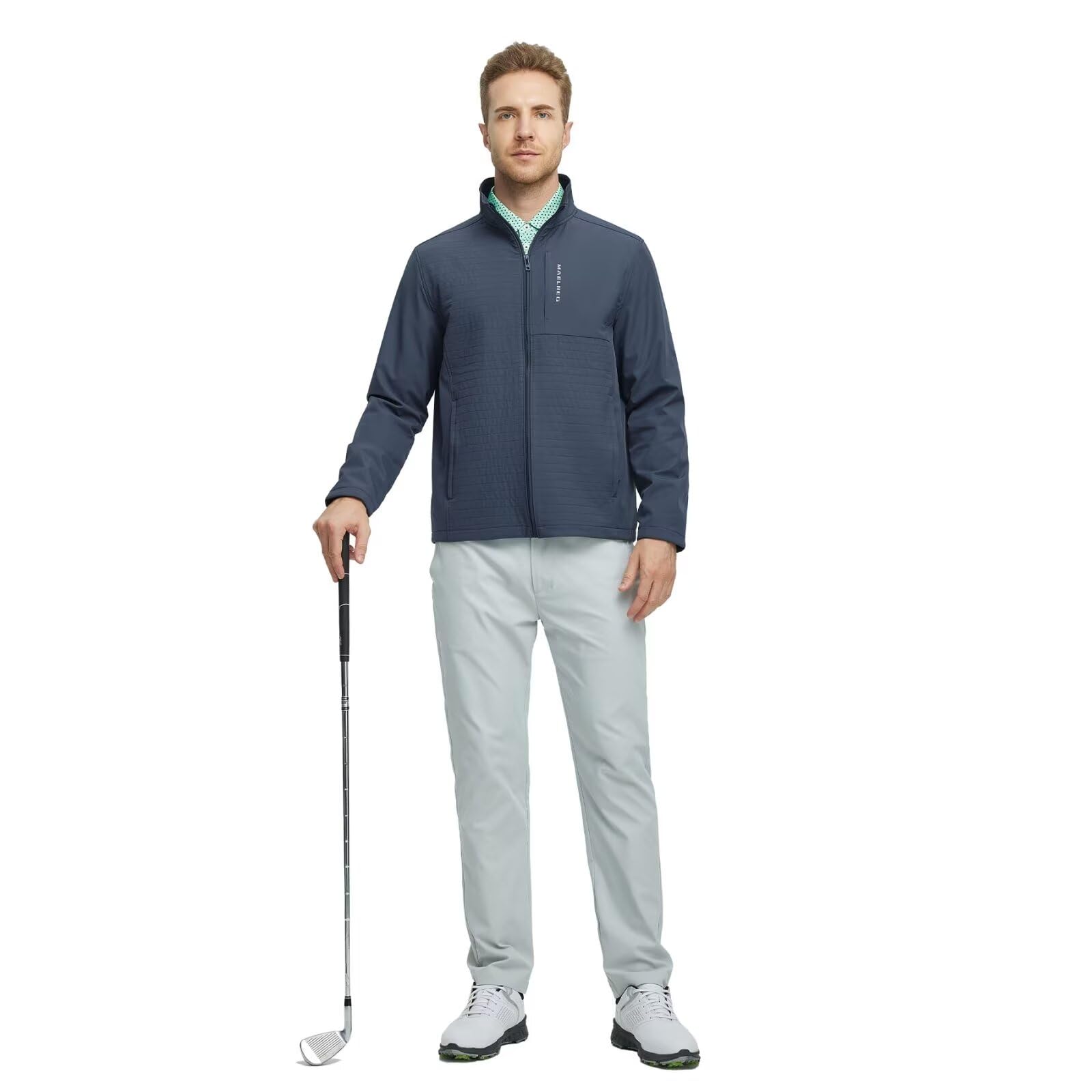 MAELREG Men's Lightweight Water-Resistant Windbreaker Jacket with Zipper Pockets - Softshell Golf Jacket for Spring & Fall - Perfect for Outdoor Activities, Hiking, and Casual Wear