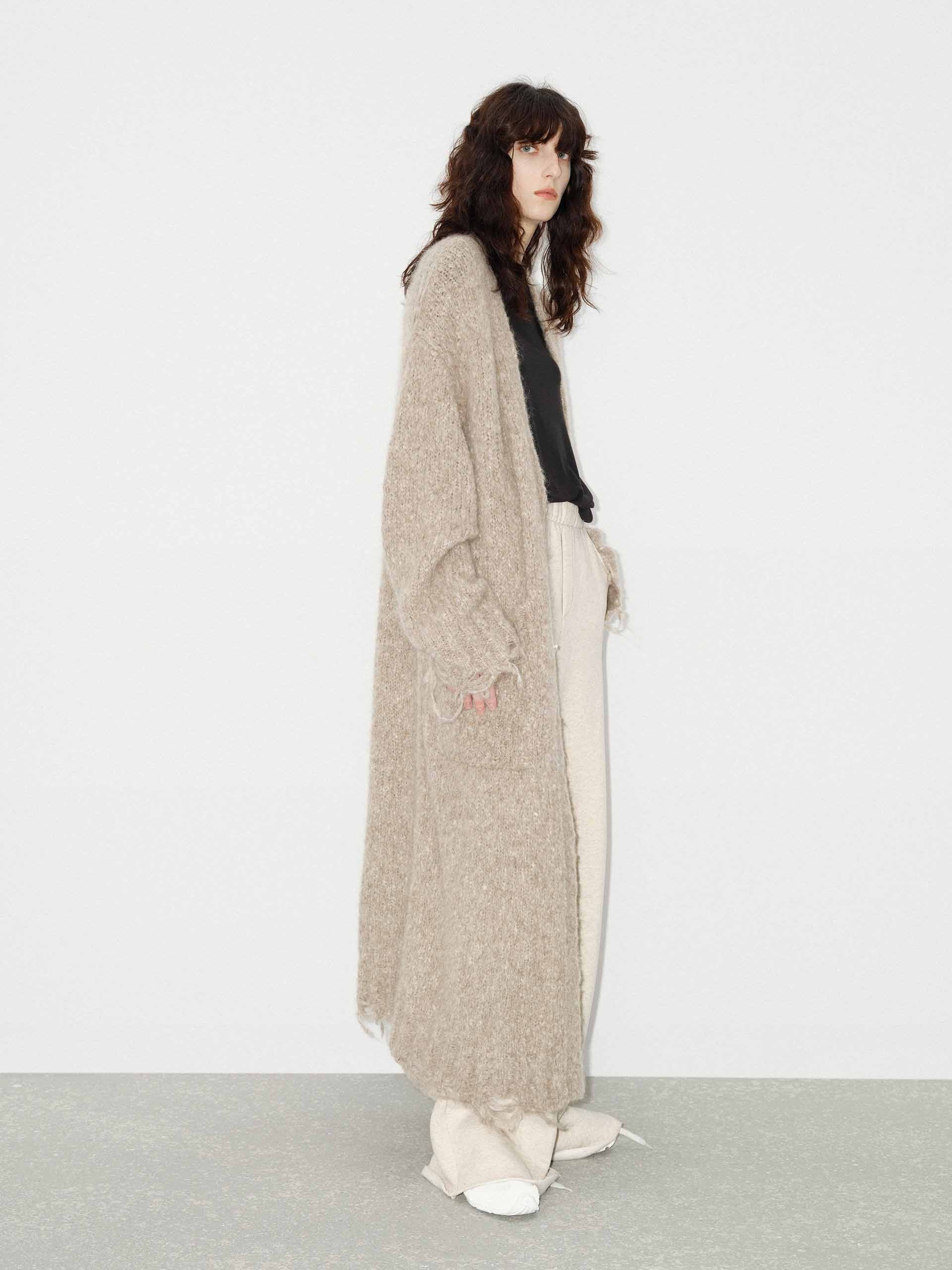 Distressed Detail Long Cardigan for Women - Oversized Open Front Knit Sweater Coat - Cozy Fall Winter Layering Outfit for Casual Wear & Office Fashion