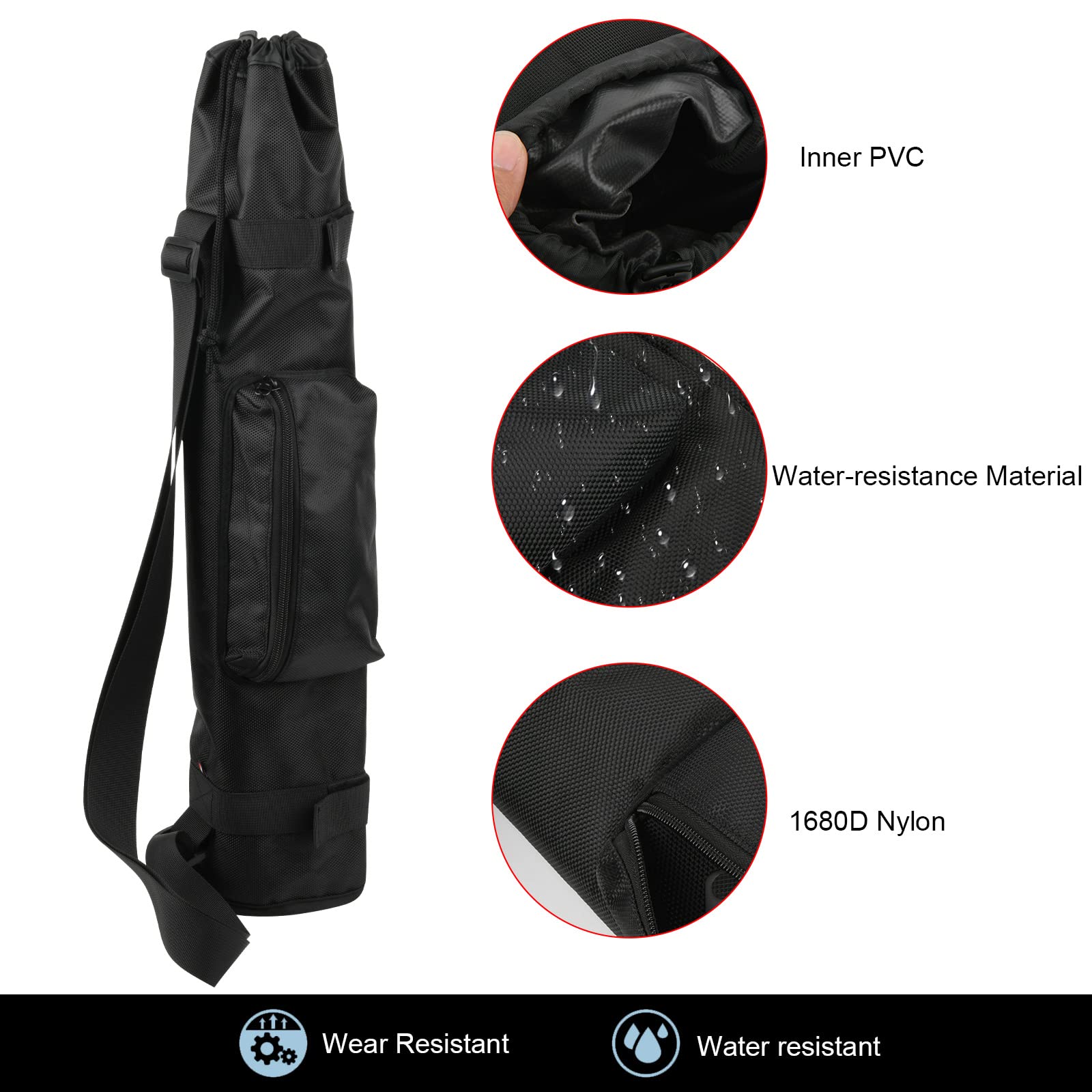 TXEsign 24” Heavy Duty Nylon Tripod Carrying Case Bag - Compatible with Gitzo, Manfrotto Tripods - Camera Tripod Travel Bag with Outer Pocket for Light Stands, Monopod & Mic Stand - Perfect for Photography, Videography & Outdoor Adventures