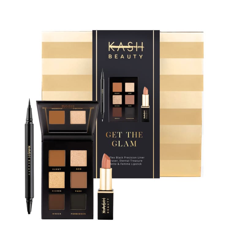 KASH Beauty Get The Glam Gift Set - Makeup Kit with Eyeshadow Palette, Lipstick & Brushes | Perfect for Party, Wedding & Special Occasion Makeup