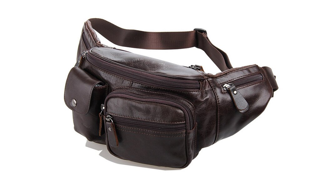 Premium Genuine Leather Unisex Hip Bag - Waist Pack for Men & Women, Cycling Belt Bag with Phone & Key Holder (Model 7210, BRAUN) - Perfect for Outdoor Activities, Travel, and Daily Commute