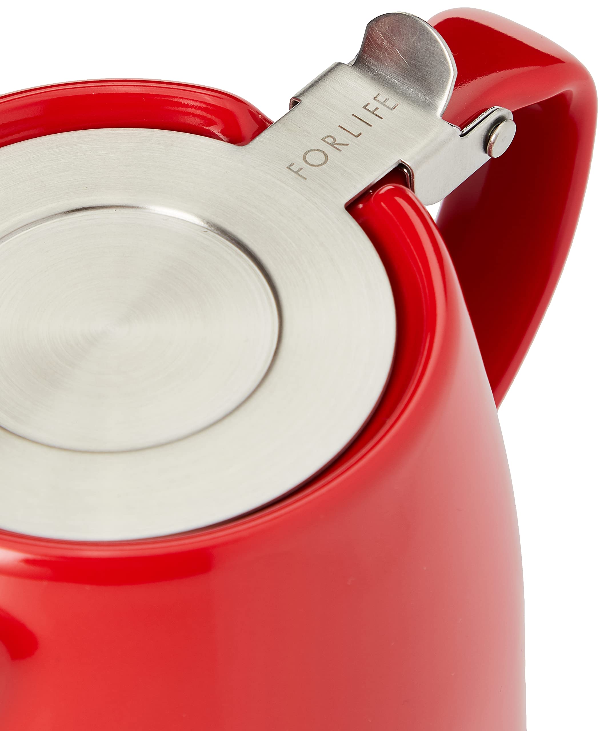 Forlife Stump Teapot 530ml (18oz) - Premium Ceramic Teapot with Infuser, Perfect for Loose Leaf Tea, Red - Ideal for Home, Office, or Tea Party Use