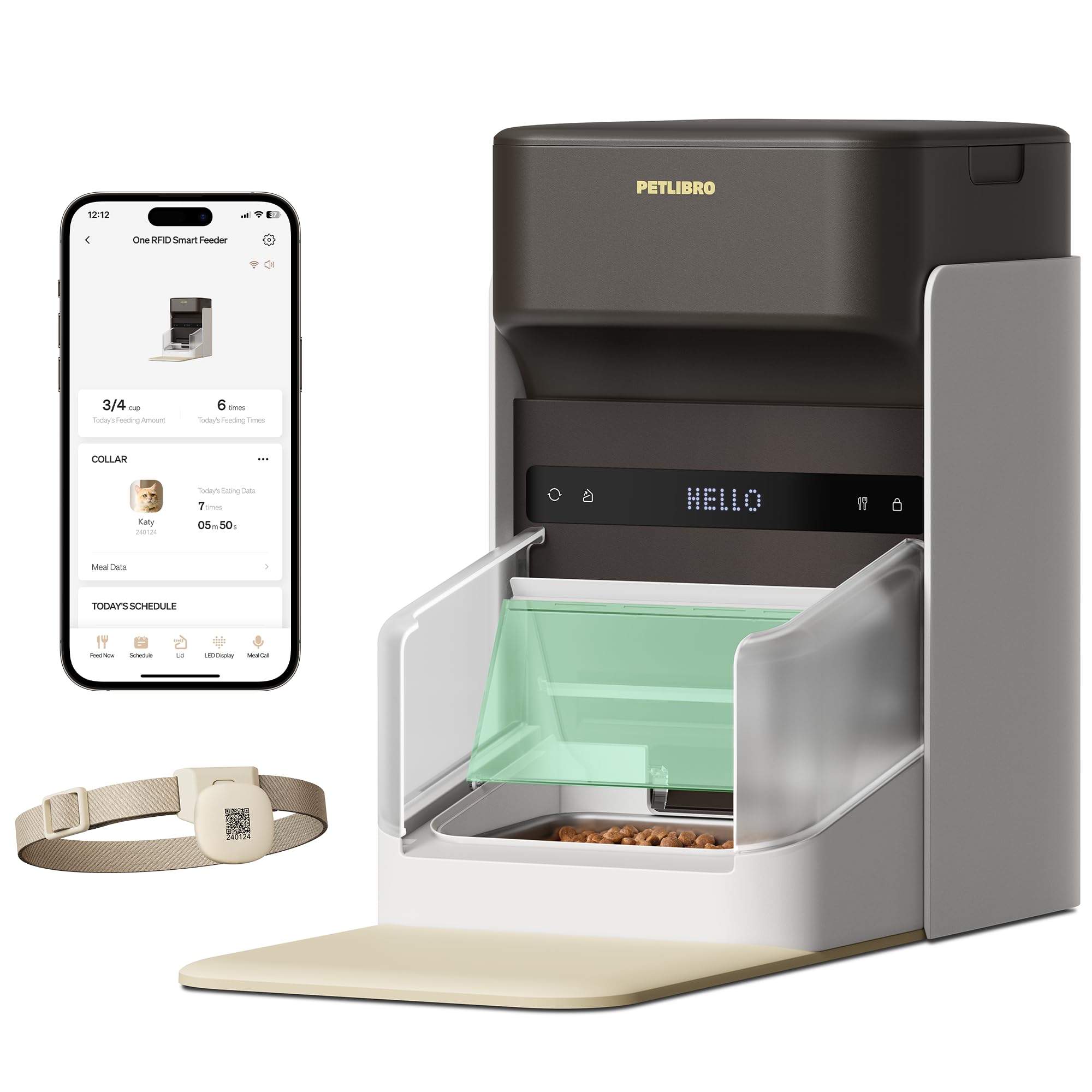 PETLIBRO RFID Automatic Cat Feeder with App Control - 3L Smart Pet Food Dispenser for Cats, 5G Wi-Fi Enabled, Programmable 1-10 Meals, Collar Tag Sensor Activated - Perfect for Multi-Cat Homes, Travel, and Busy Pet Owners