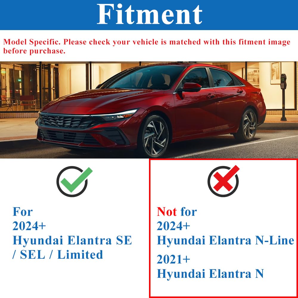 Glossy Black Front Lip Spoiler for 2024-2025 Hyundai Elantra - Aerodynamic Bumper Lip - Perfect for Car Customization & Street Racing Style Enhancement