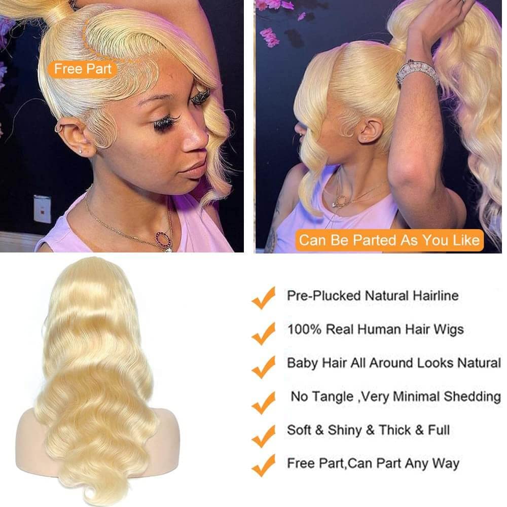 13x6 HD Lace Front Human Hair Wig - 180% Density Body Wave Blonde 30 Inch Pre-Plucked | Natural Look for Daily Wear, Parties & Special Occasions