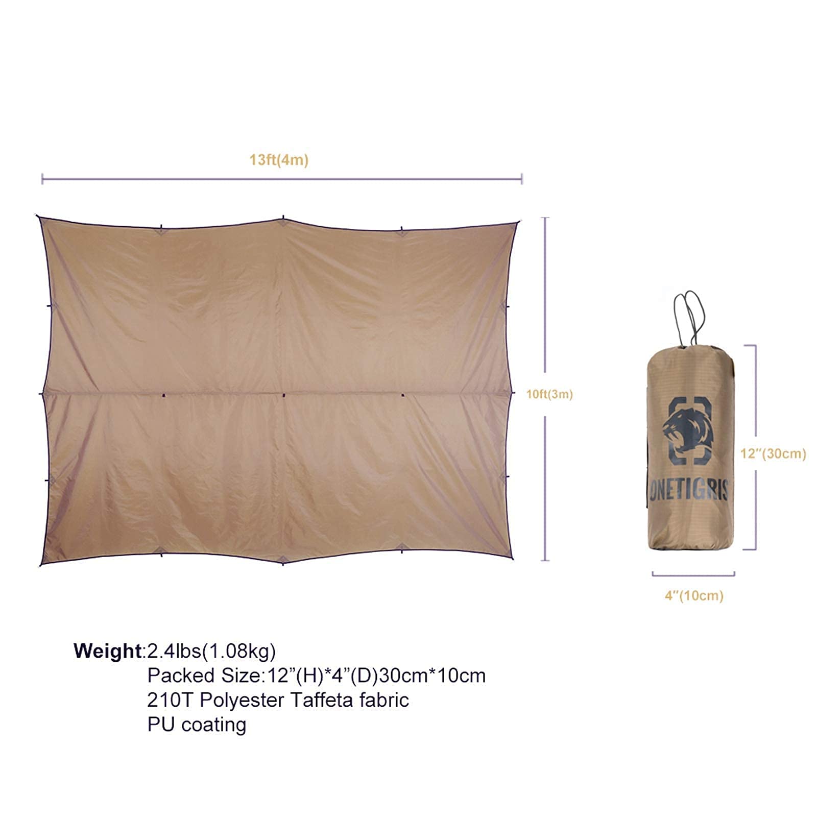 OneTigris Hideout Hammock Underquilt with Bulwark All-Season Camping Tarp - Lightweight Insulation for 4-Season Hammock Camping & Backpacking Adventures