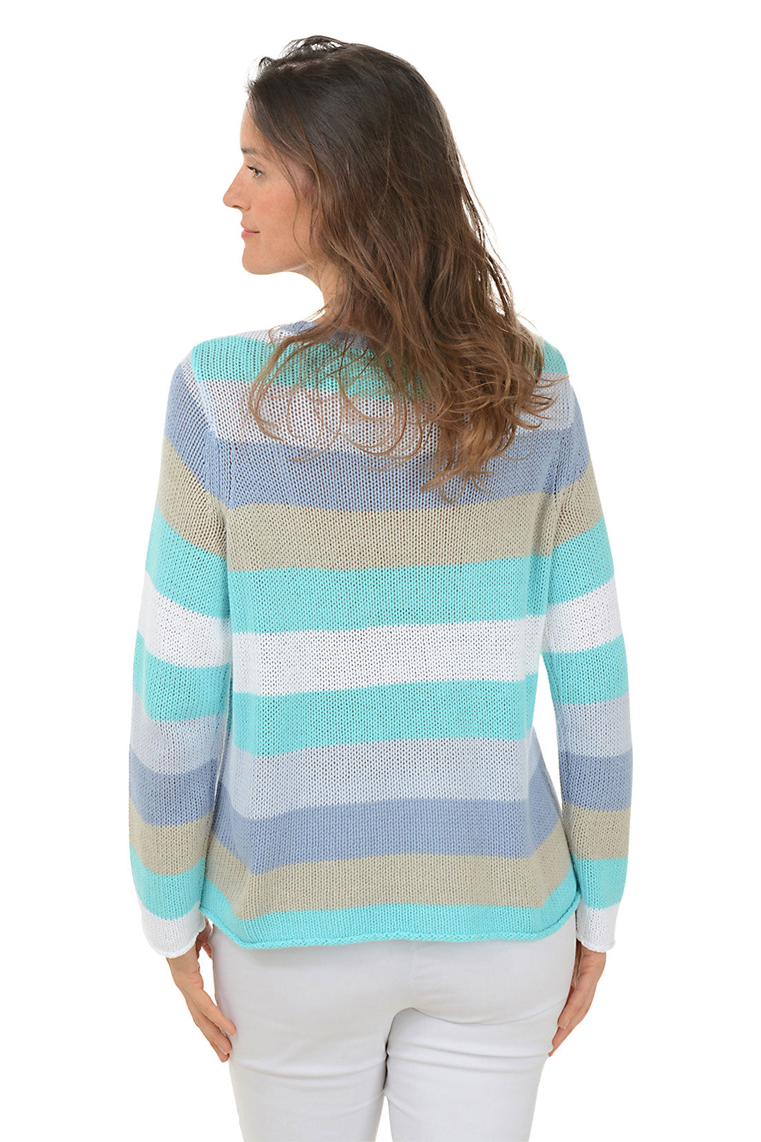 Stylish Seaside Stripe Long Sleeve Sweater for Women - Comfortable Knit Pullover for Fall & Winter - Perfect for Beach Vacations, Casual Outings and Cozy Evenings